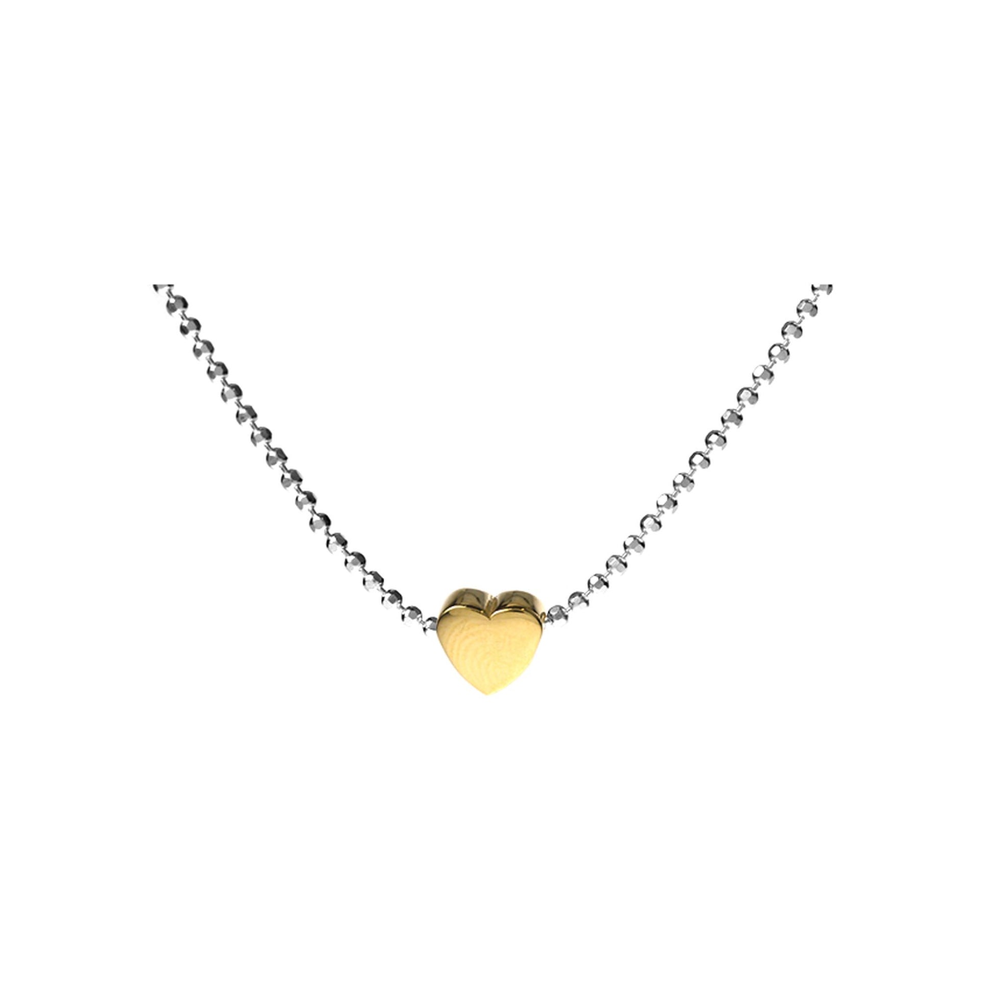 Diamond cut ball chain necklace with gold plated heart