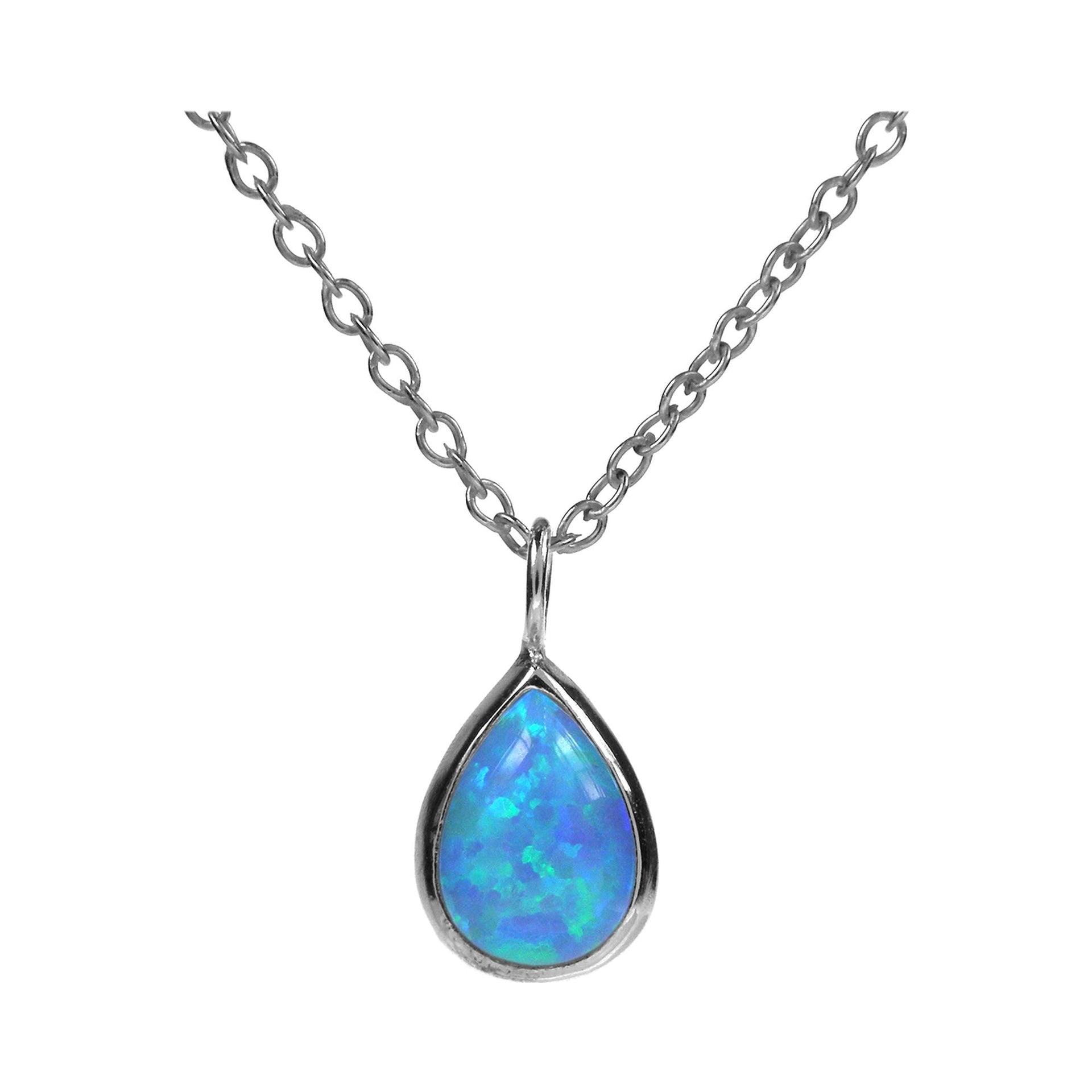 Angelica teardrop blue opalique necklace