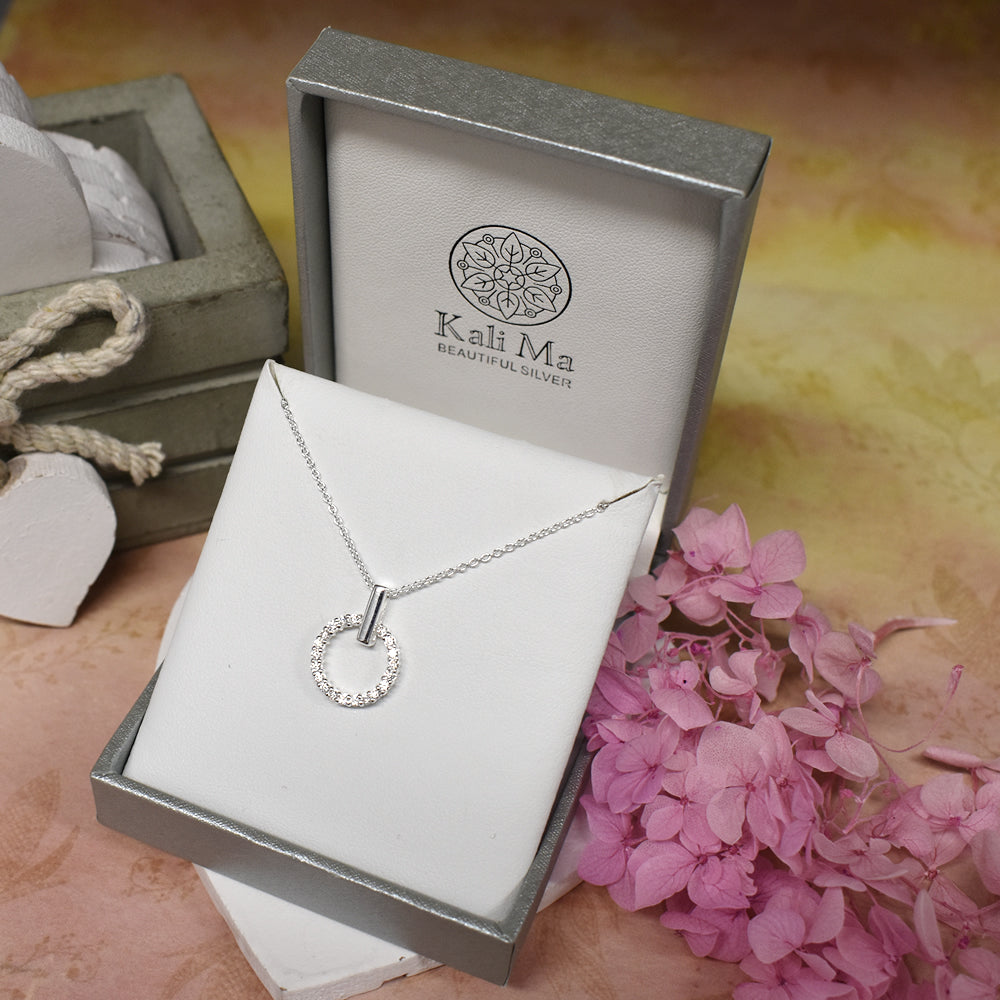 Ava CZ-studded hoop necklace