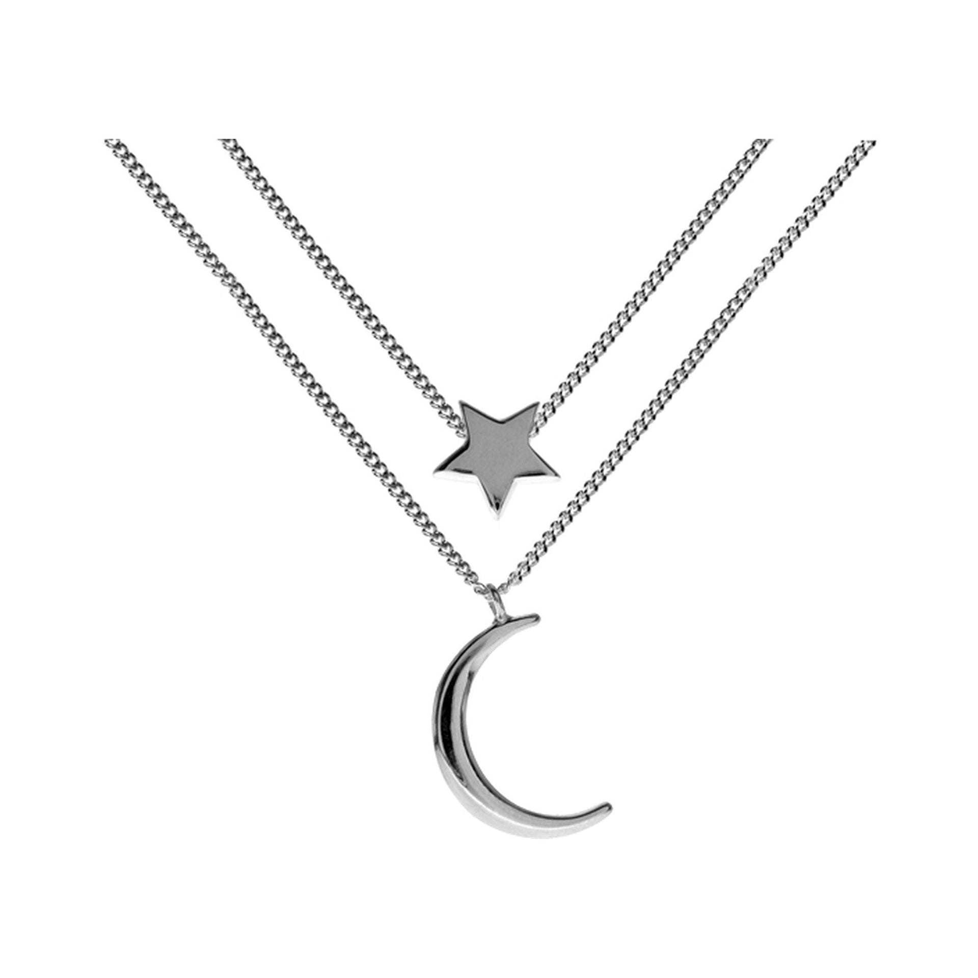 Ginelle star & moon double chain necklace