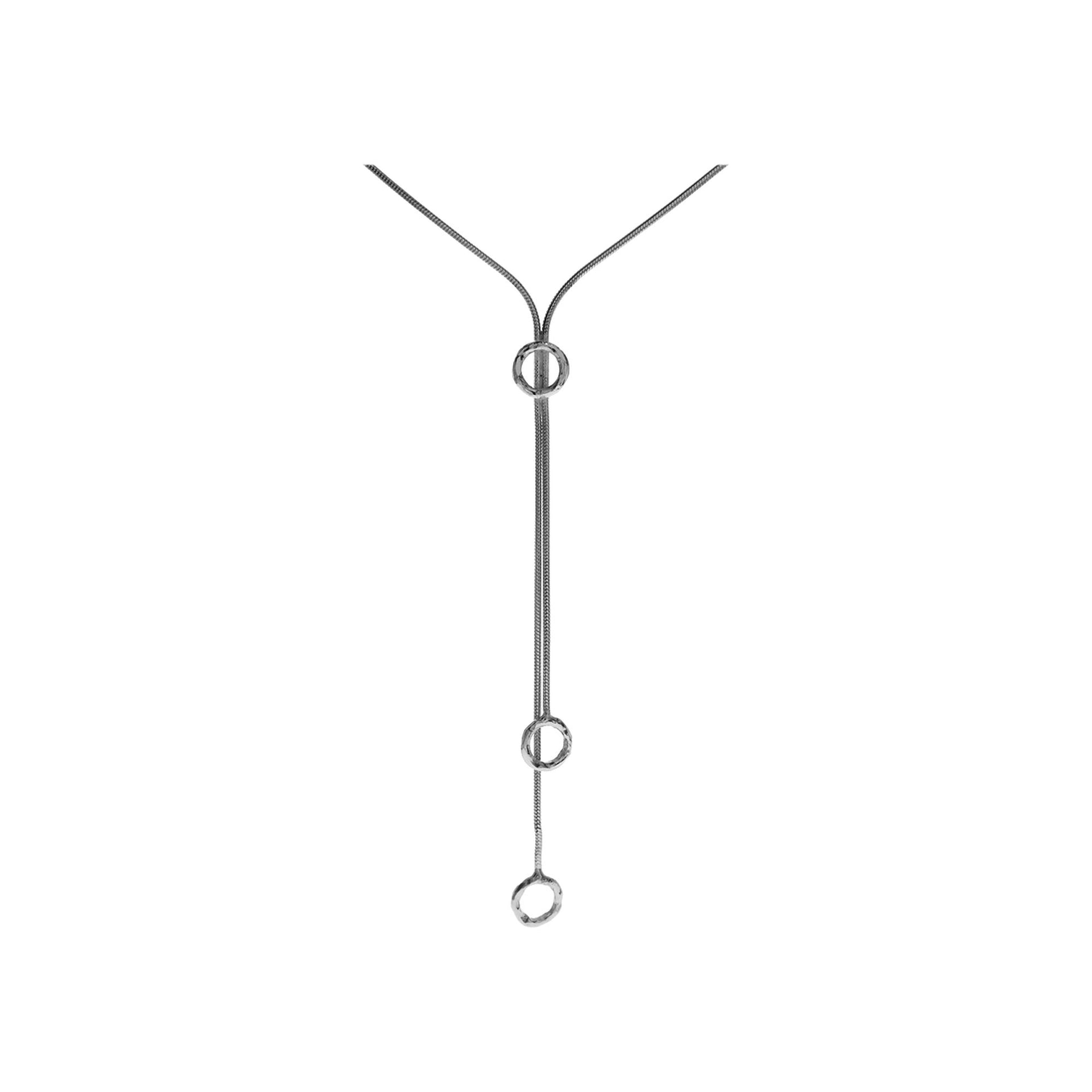 Snake chain with 3 hammered circles necklace