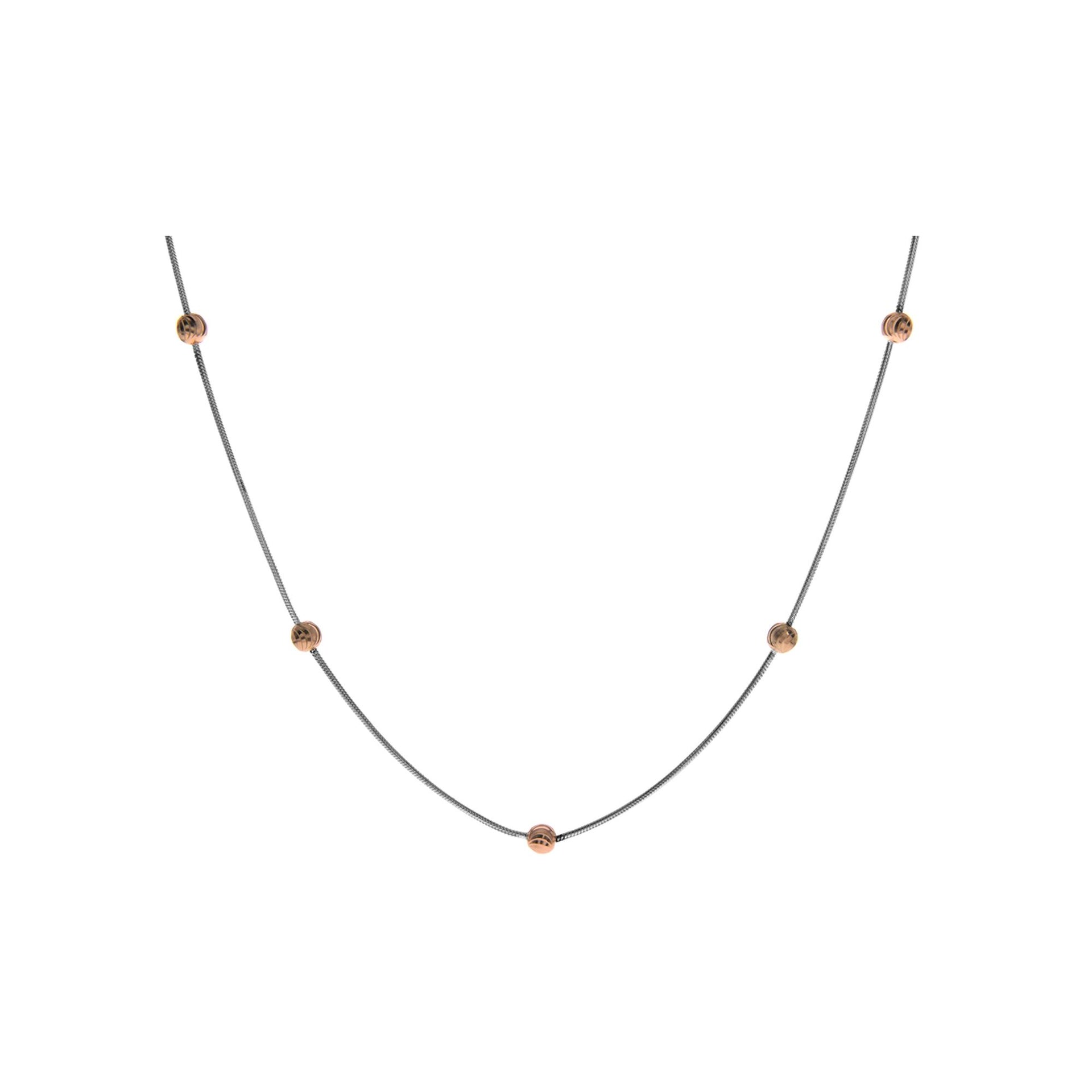 Snake chain with rose gold plated beads necklace