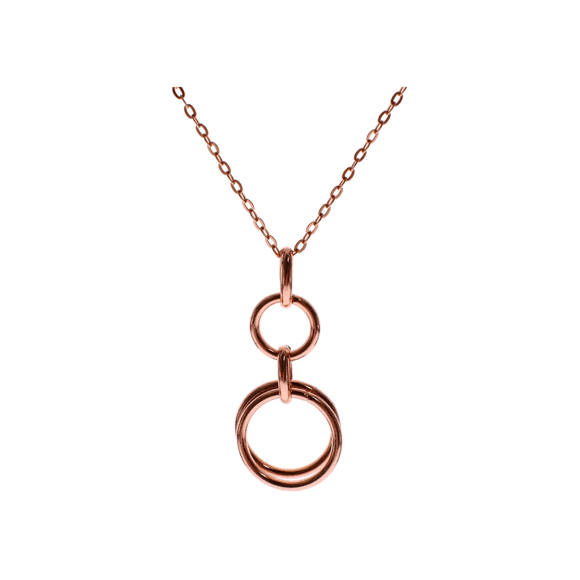 Rose gold plated four ring looped necklace