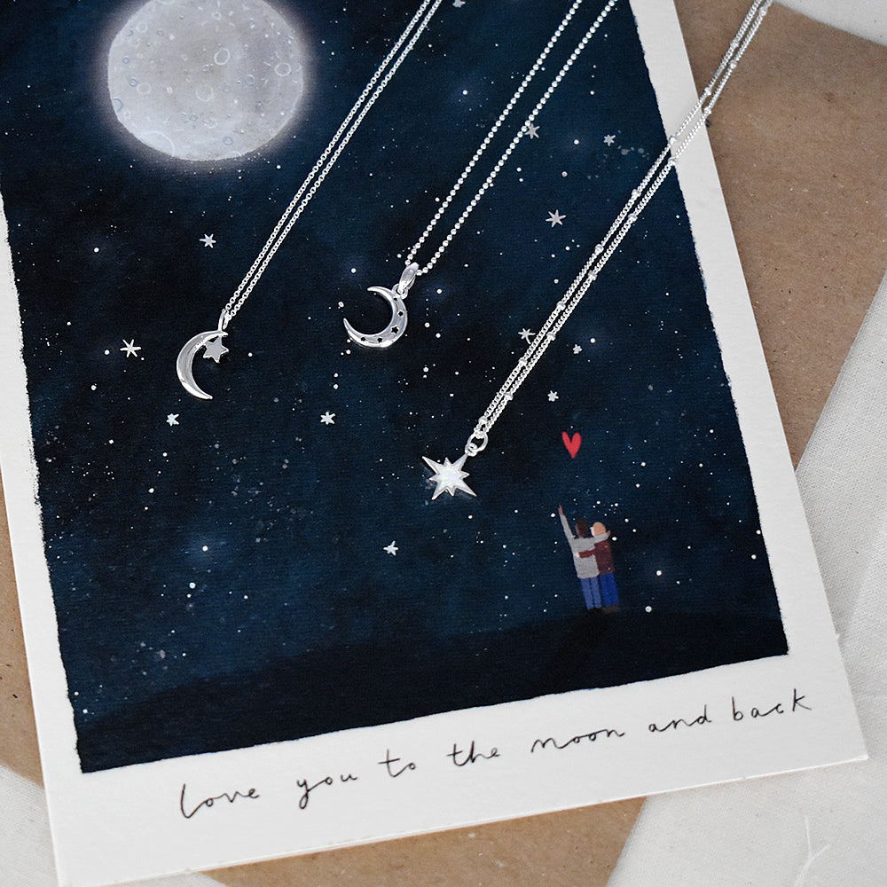 Matilda crescent moon & star necklace