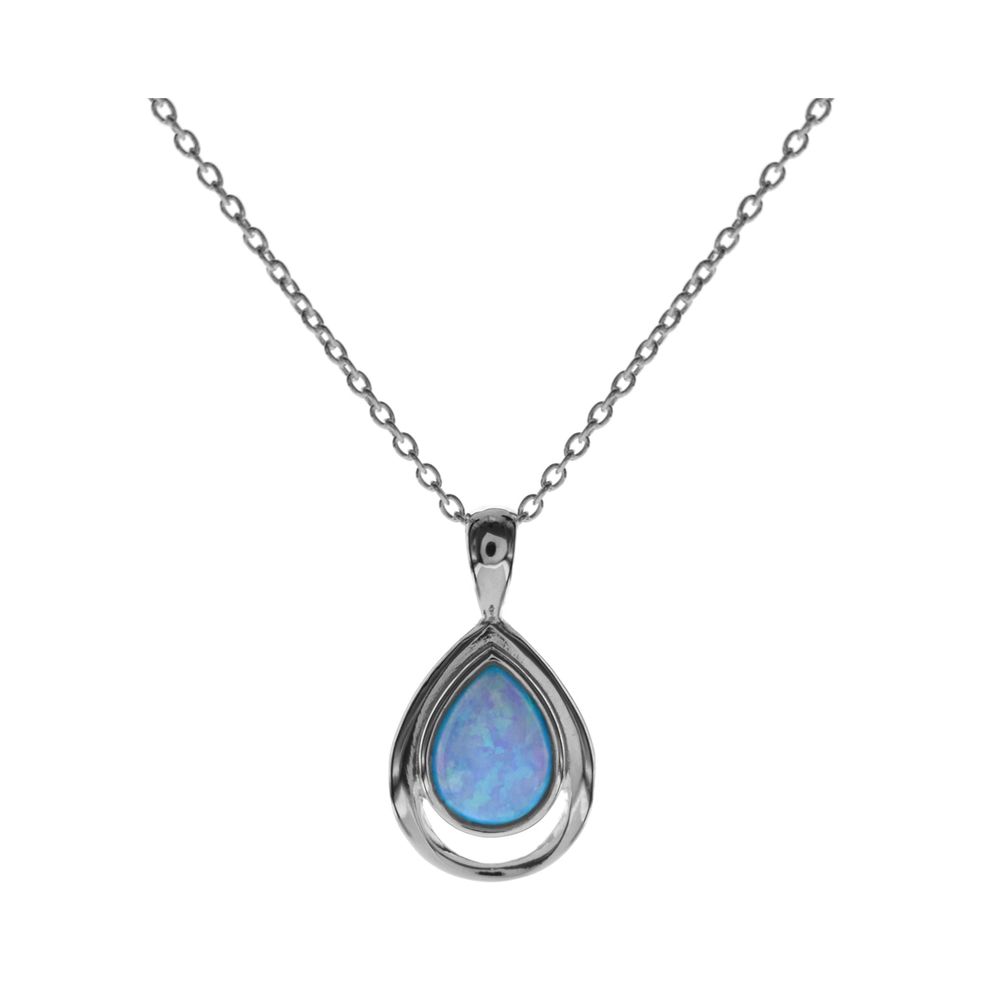 Angelica teardrop blue opalique with wire surround necklace
