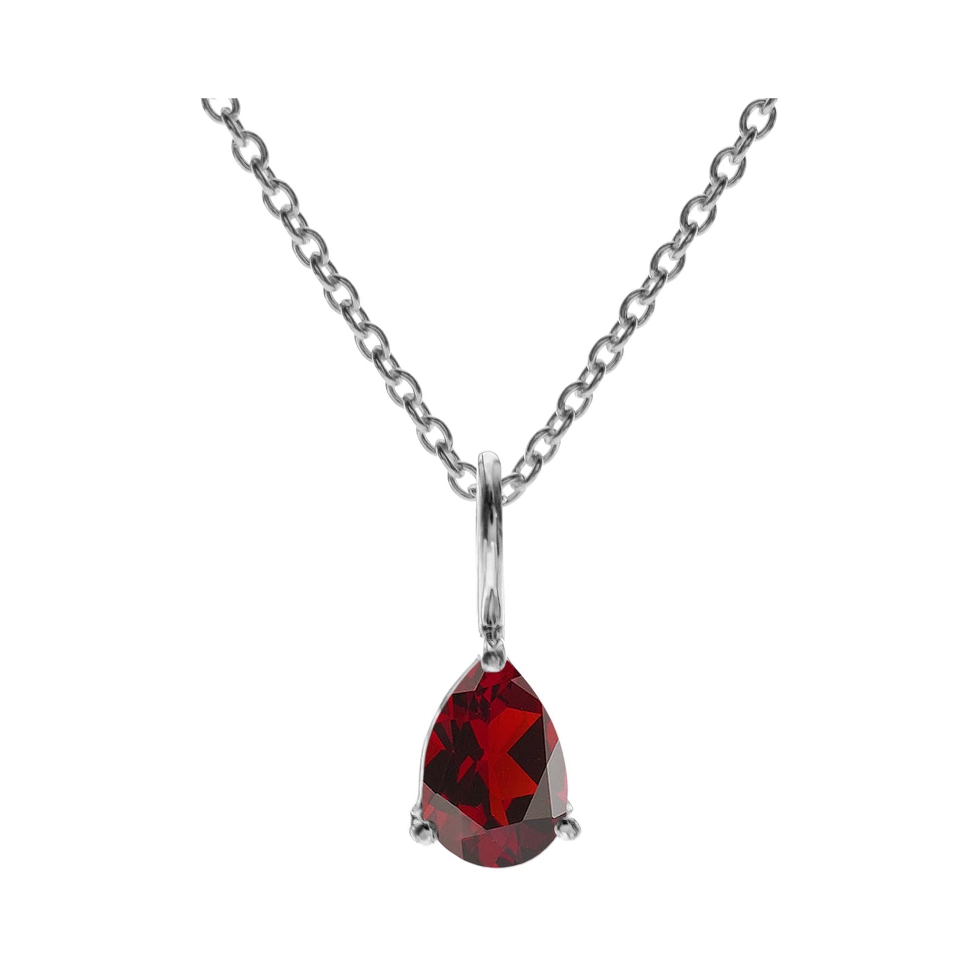 Kara small garnet facet teardrop necklace
