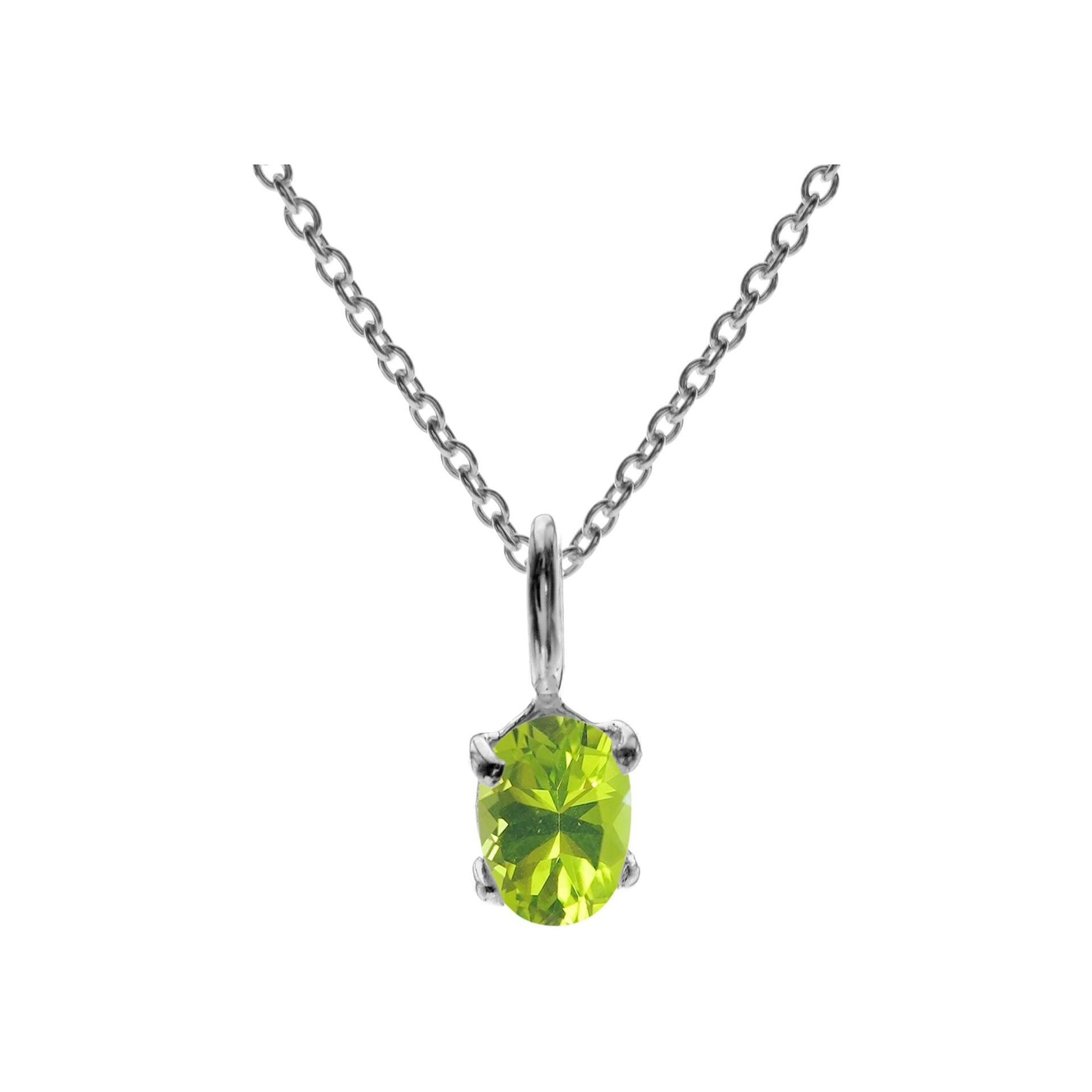 Kara small oval peridot facet necklace