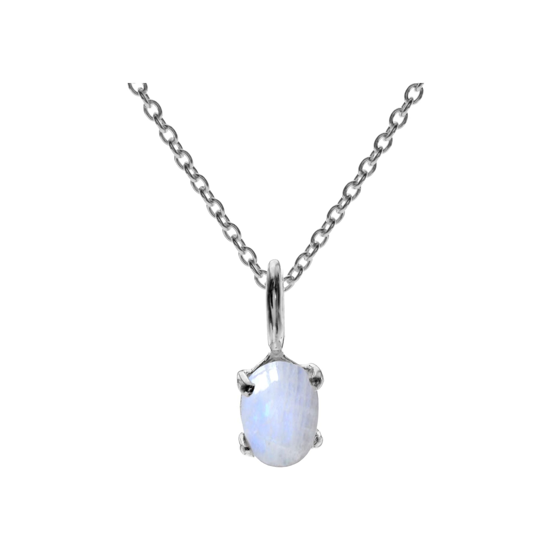 Kara small oval rainbow moonstone necklace