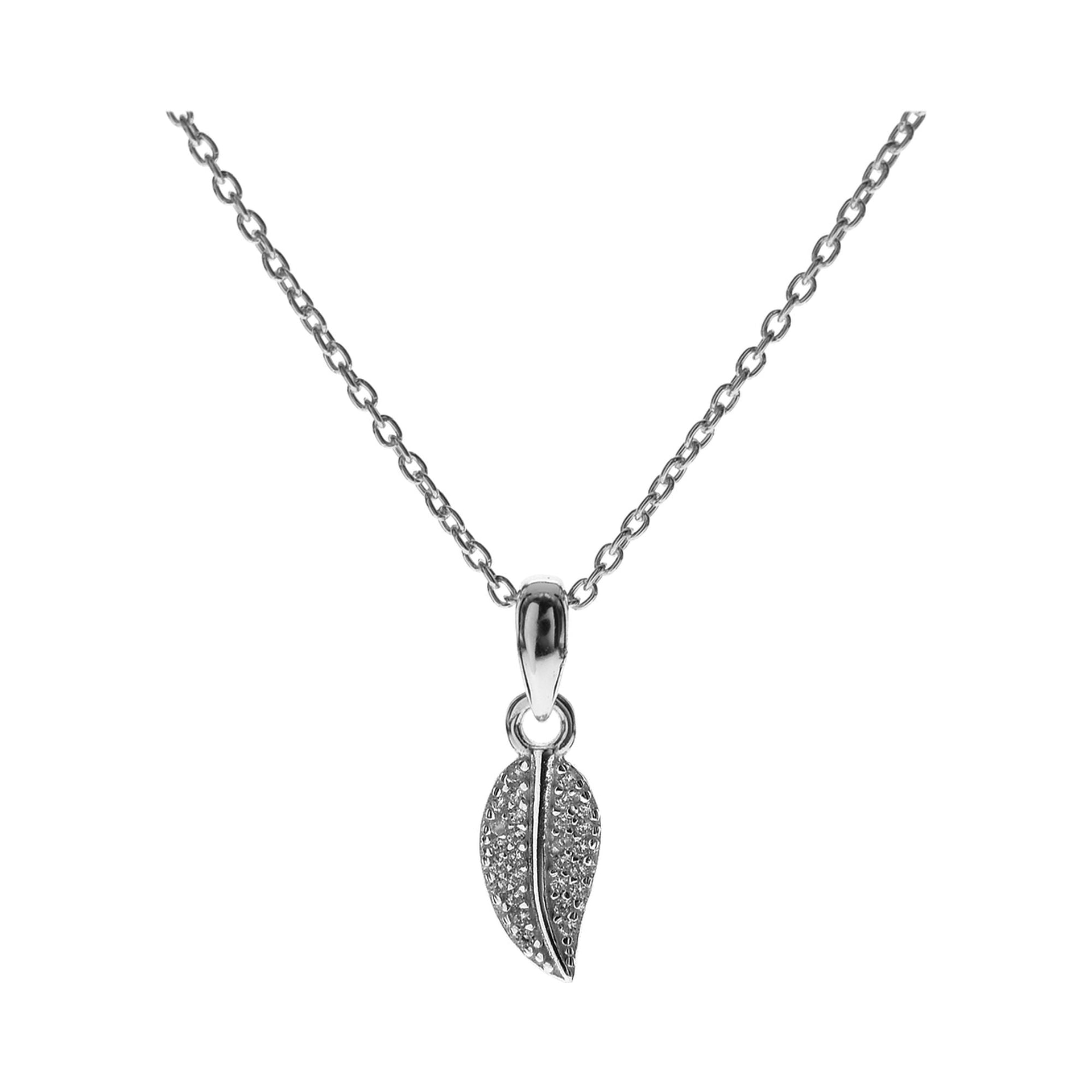 Alianna CZ-set leaf & chain necklace