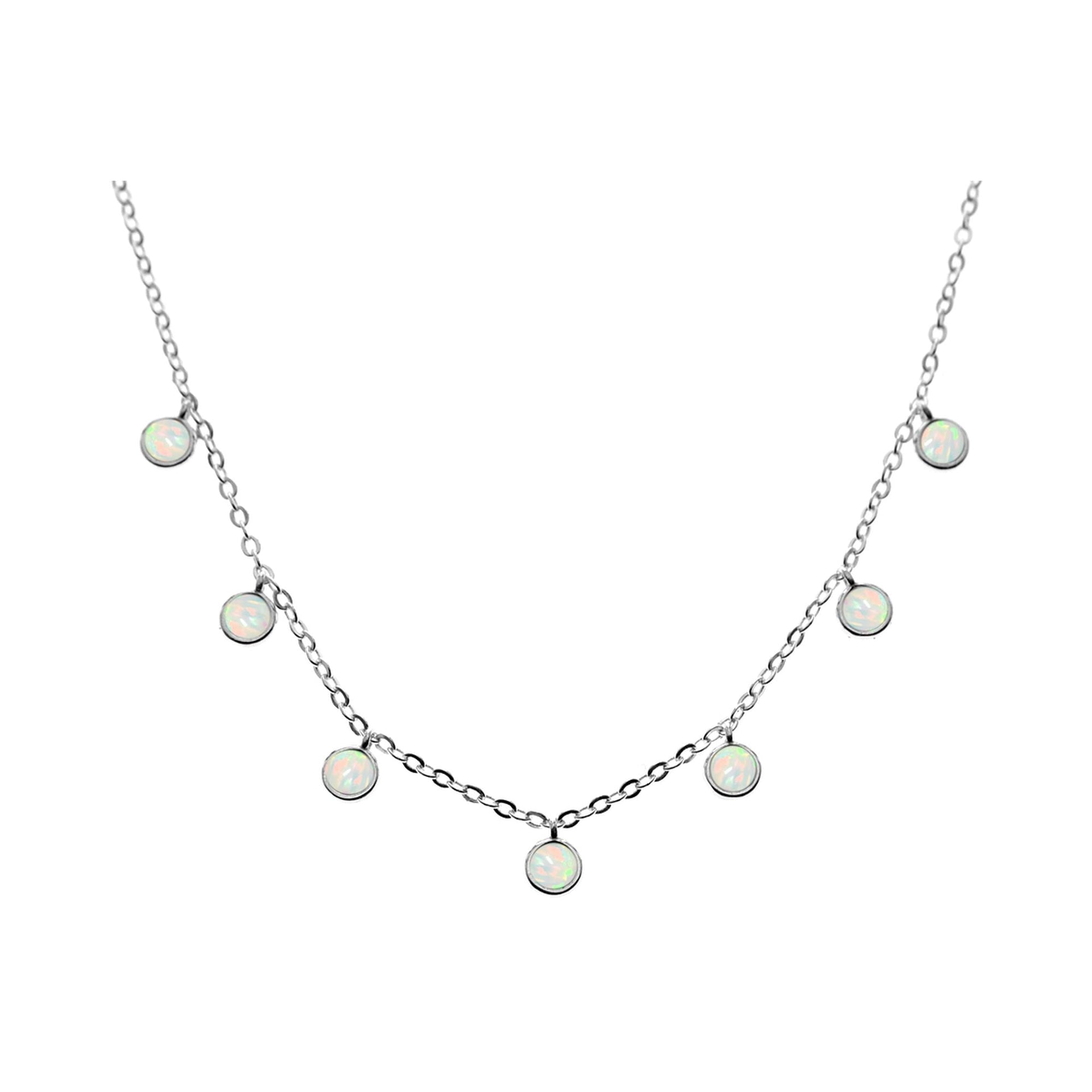 Angelica seven small round white opalique necklace