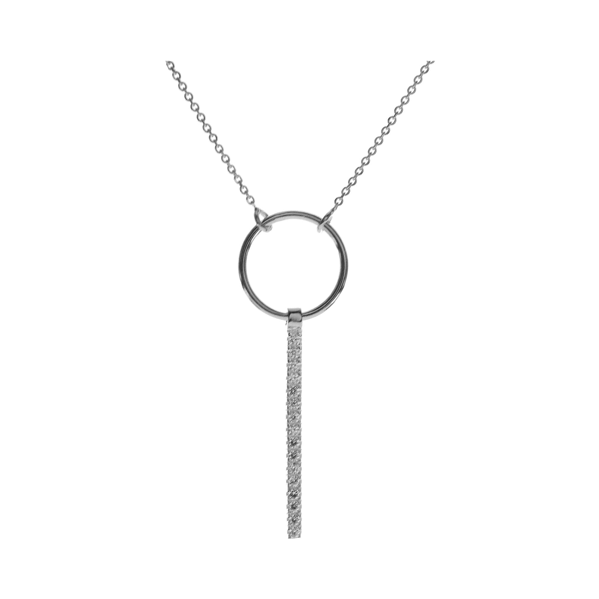 Carrie circle and bar CZ-set necklace