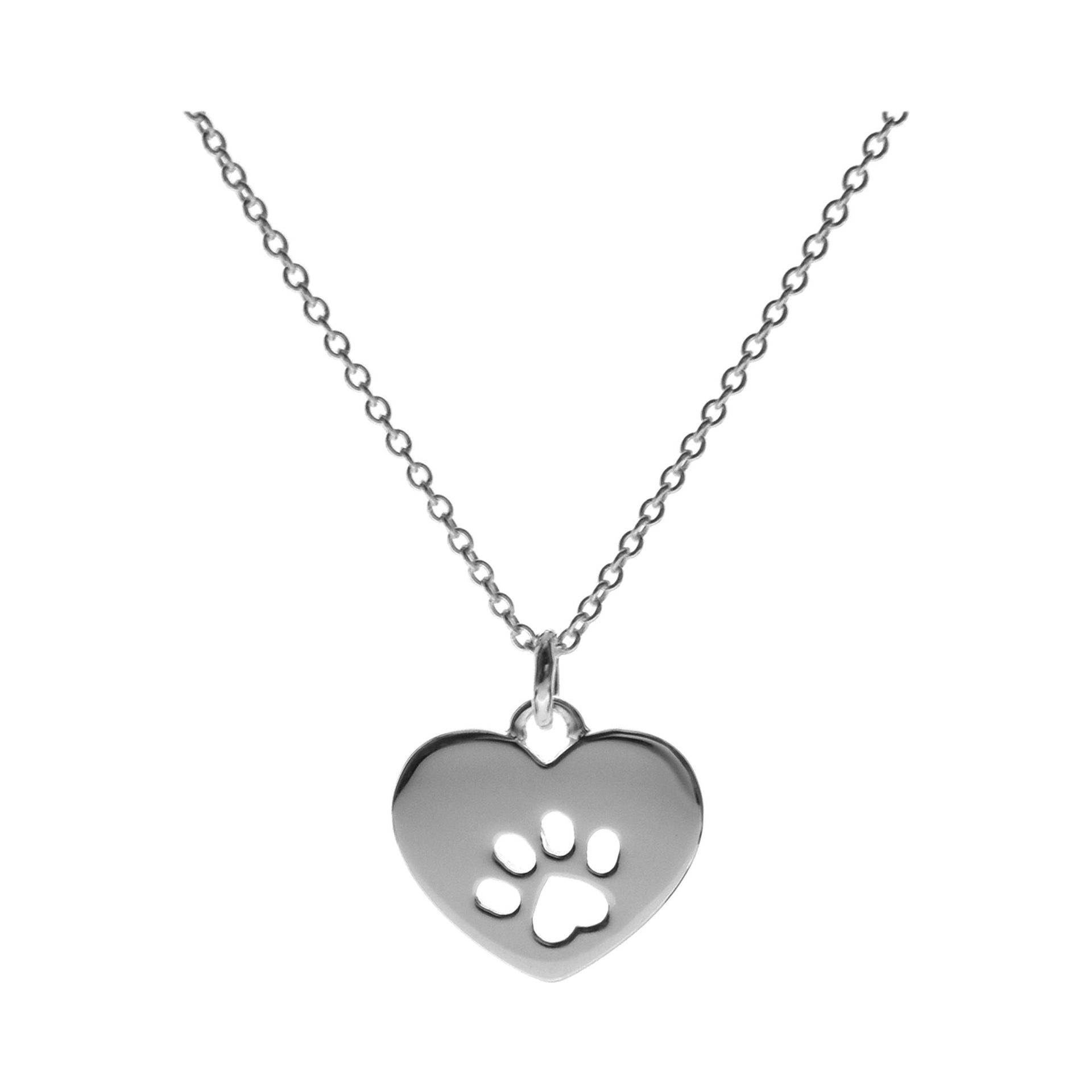 Matilda heart with pawprint necklace