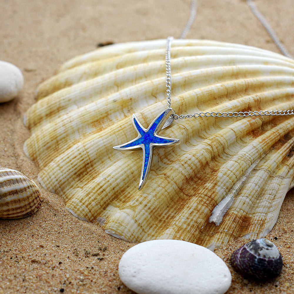 Ana blue opalique starfish necklace
