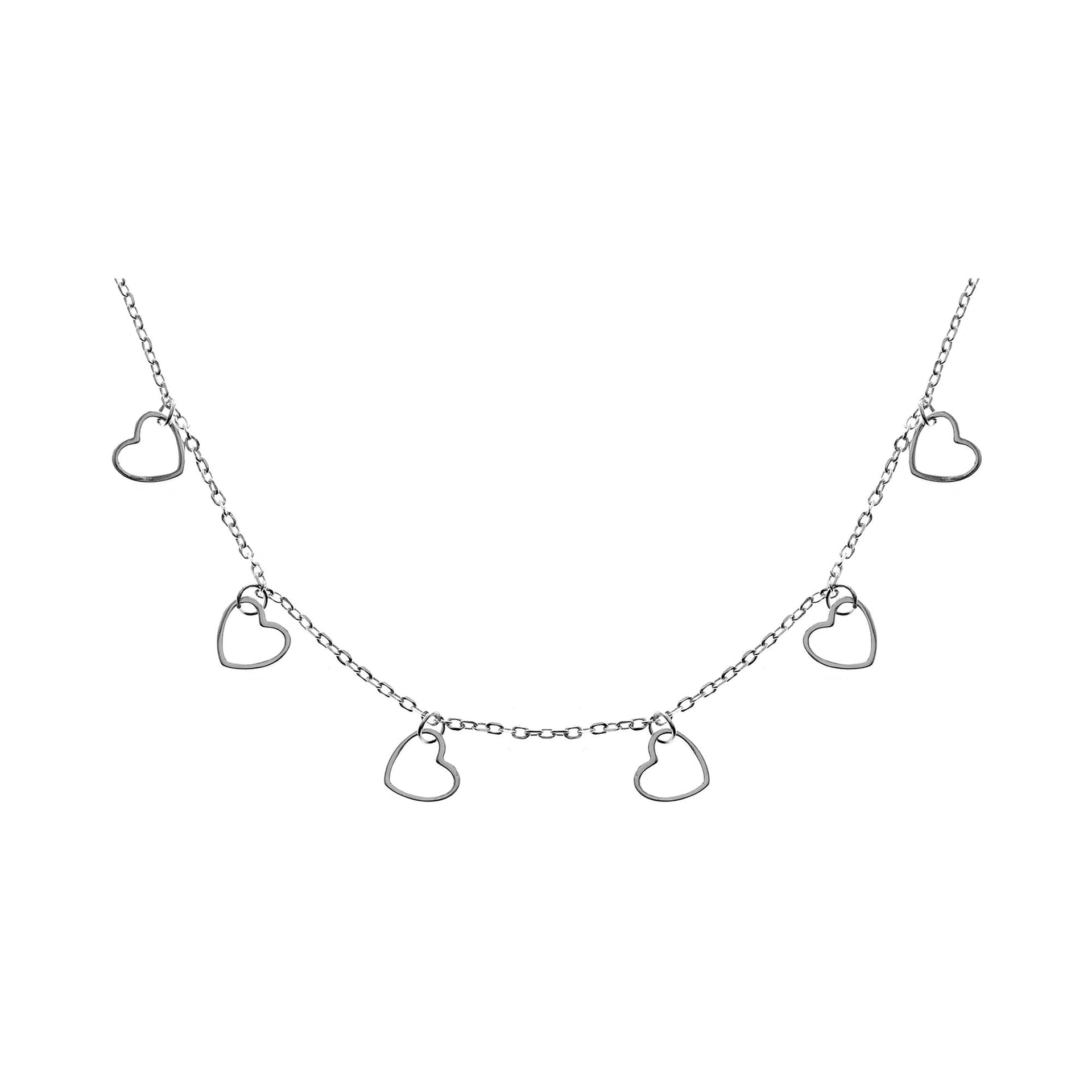 Lily chain with six small heart charms necklace