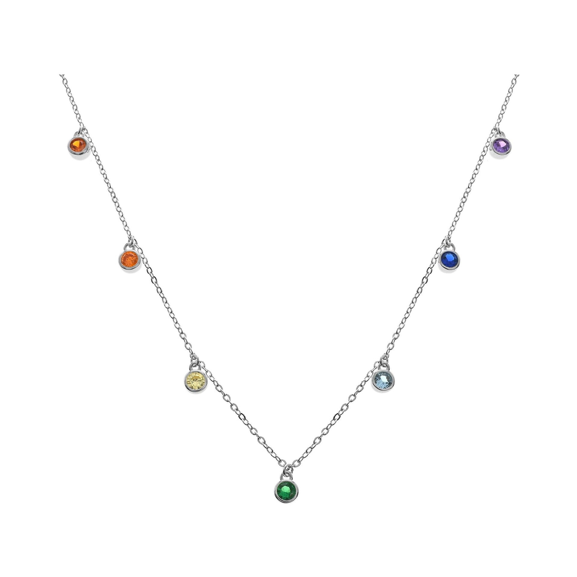 Heidi chain with seven round multi-colour CZ necklace