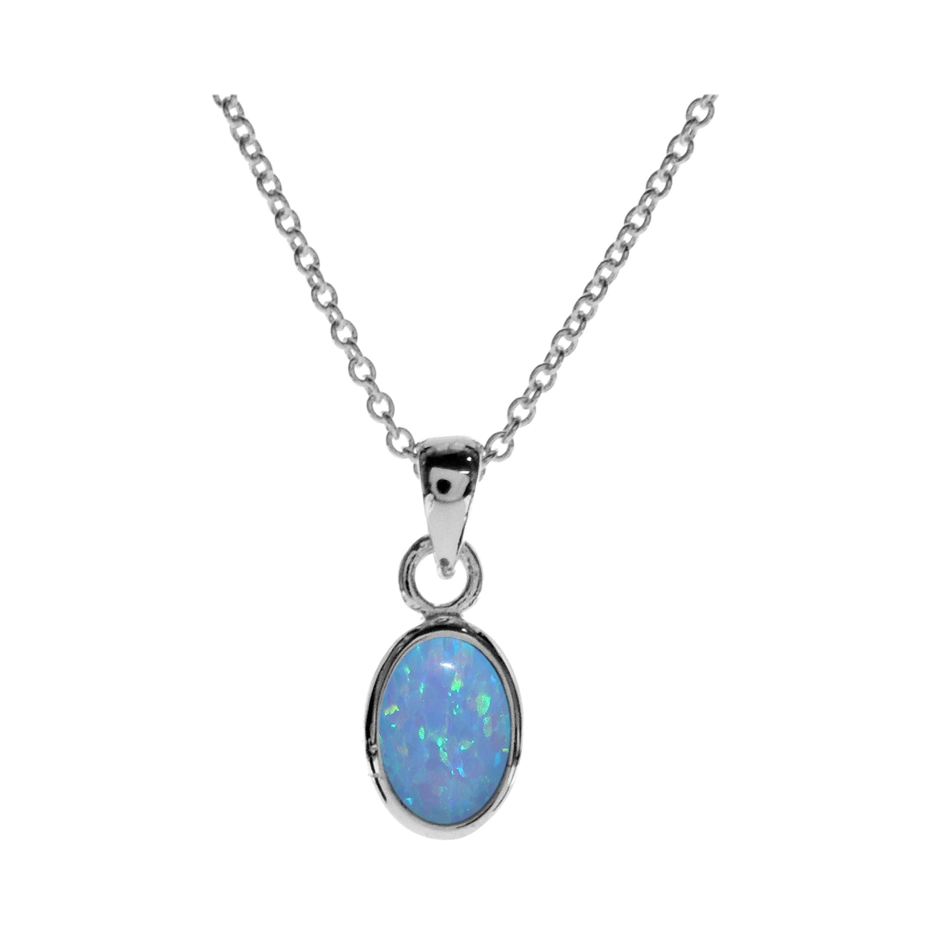 Angelica plain oval blue opalique necklace