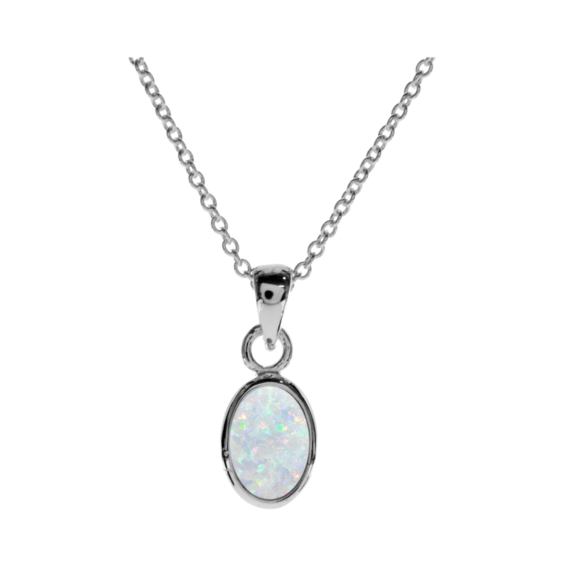Angelica plain oval white opalique necklace