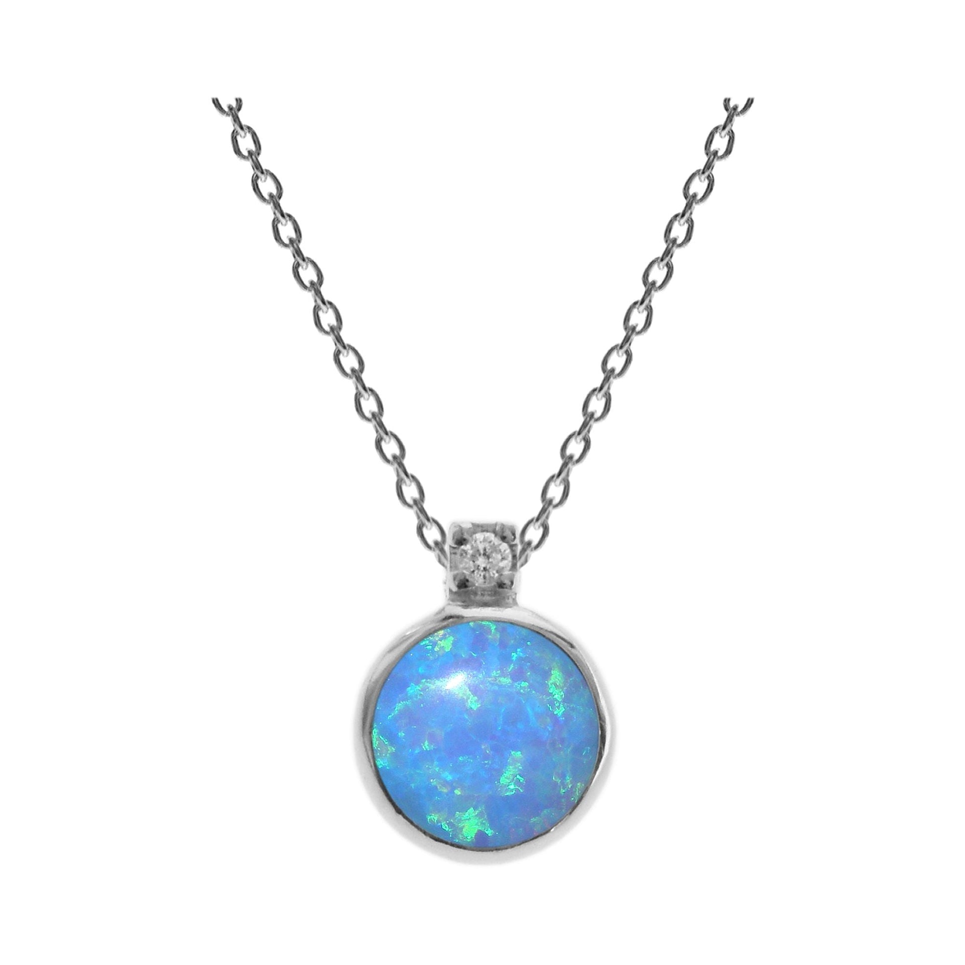 Alexis small round blue opalique & CZ necklace