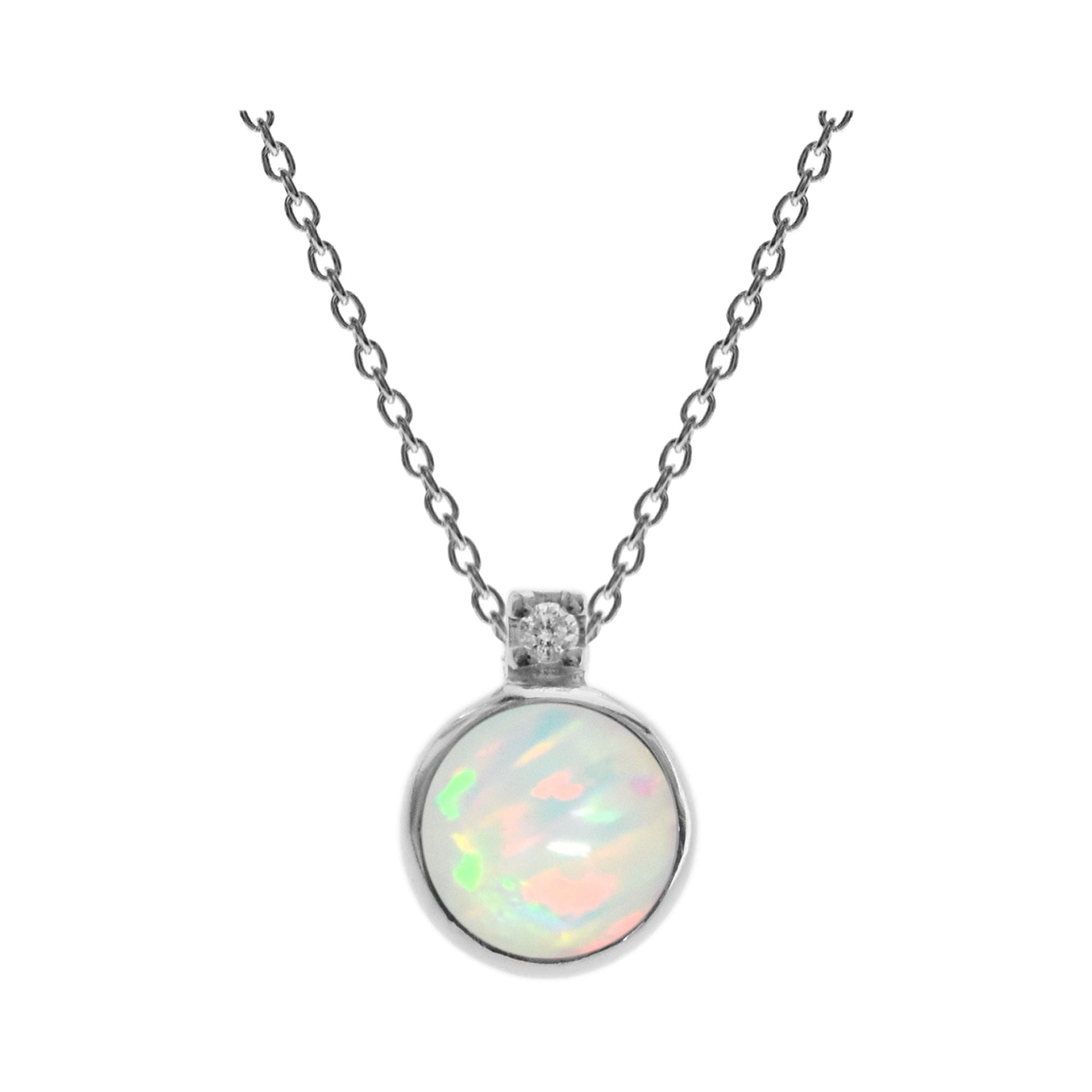 Alexis small round white opalique & CZ necklace