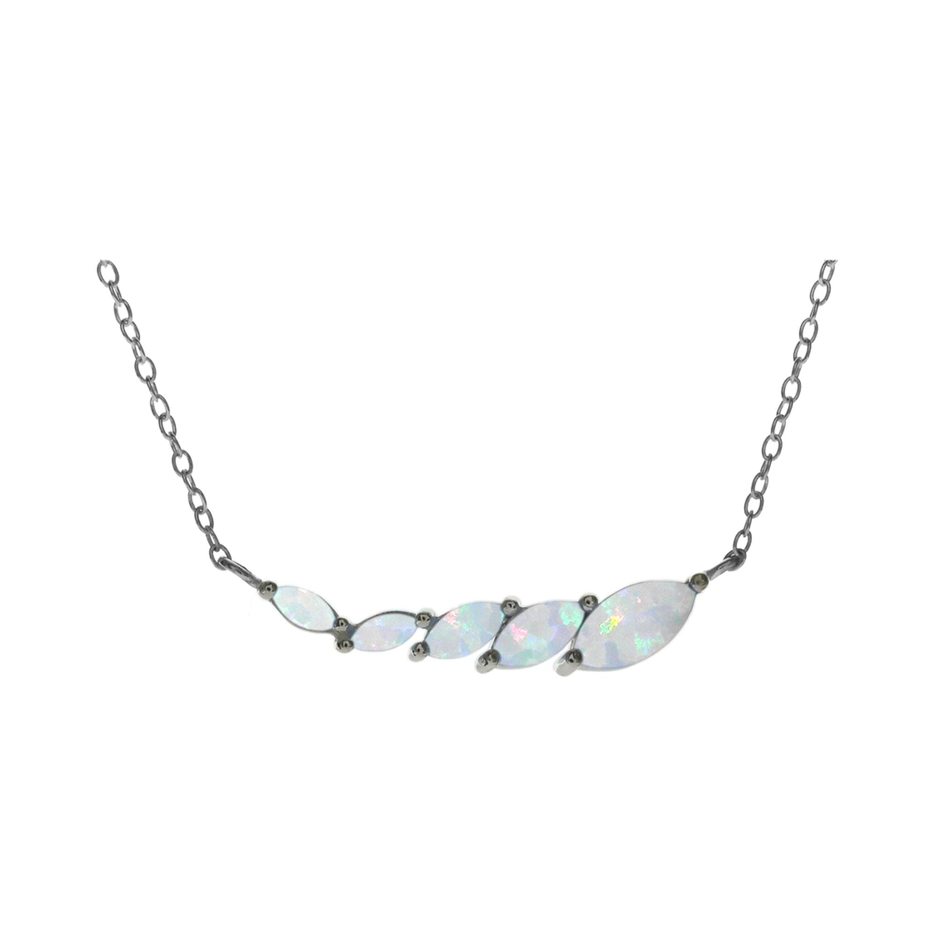Bethan five marquis white opalique fan necklace