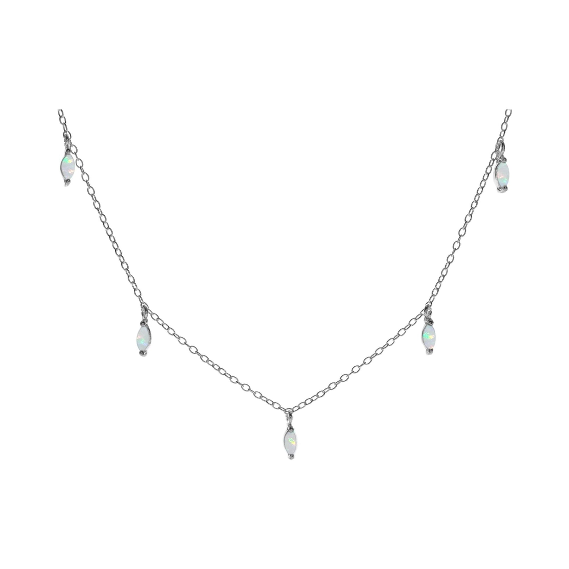 Bethan seven marquis hanging white opalique necklace