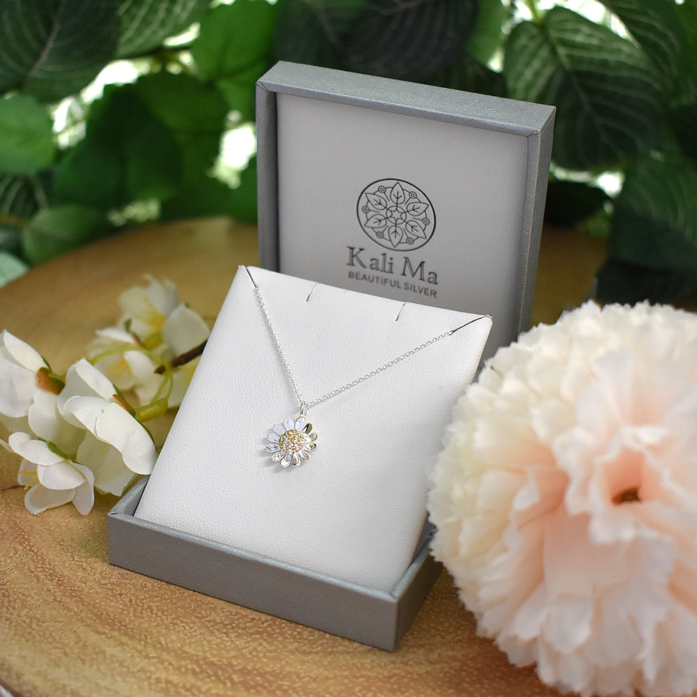 Carla CZ daisy charm necklace