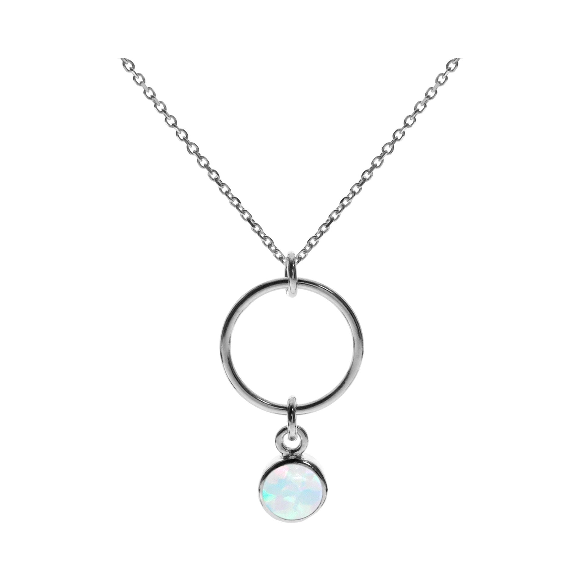 Angelica hoop with white opalique drop necklace