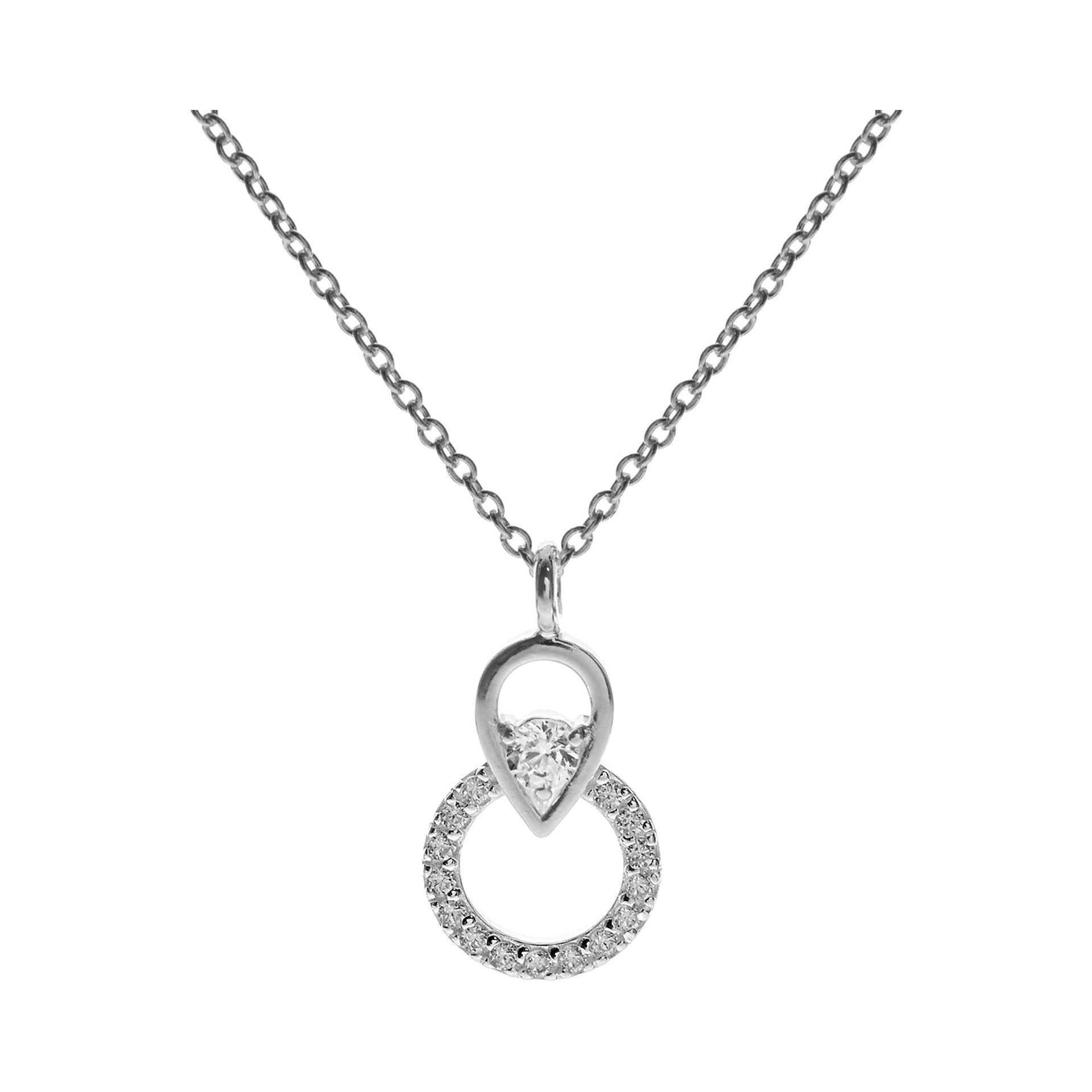 Ava CZ teardrop & studded circle necklace