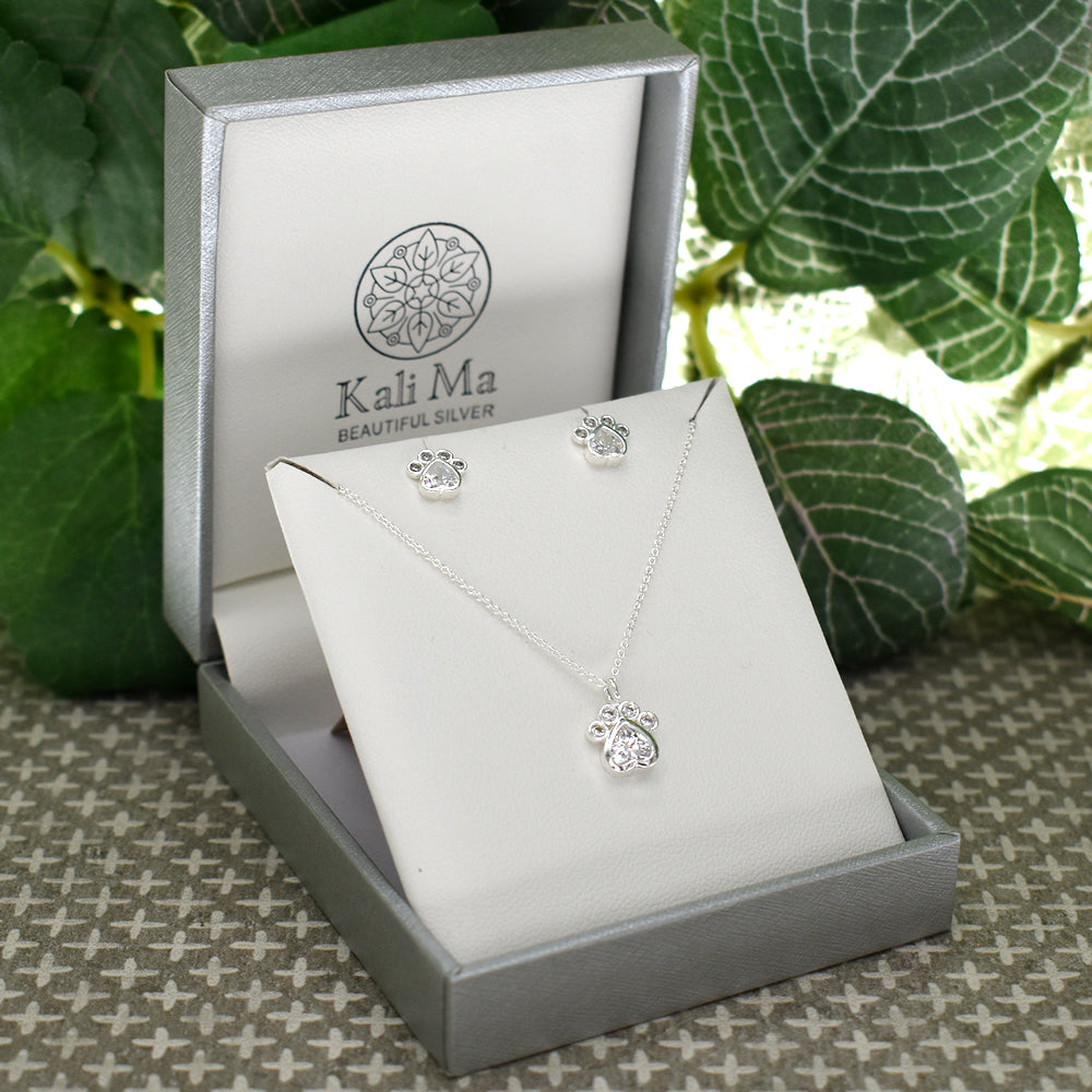 Alianna paw print CZ studs