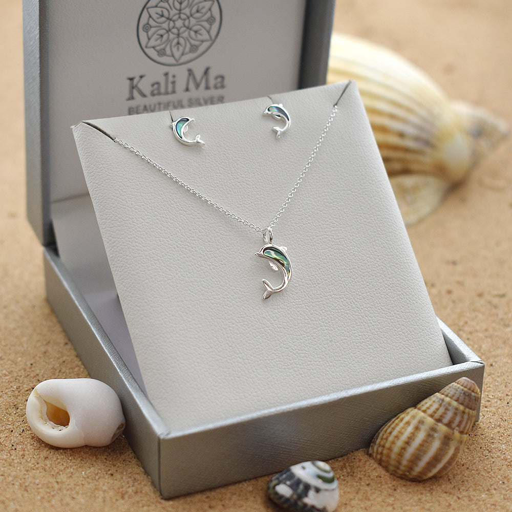 Leona dolphin with paua shell inlay necklace