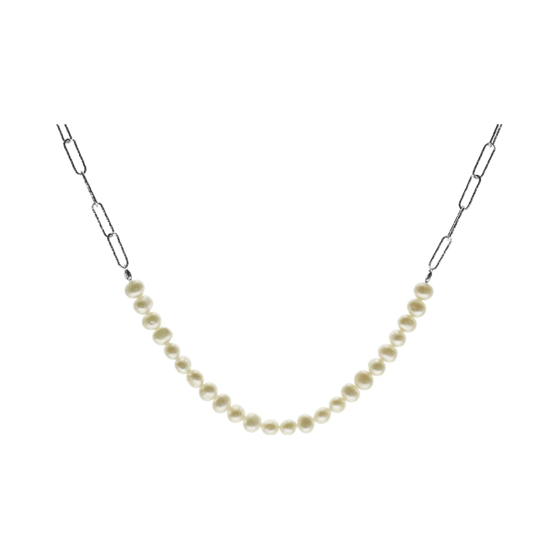 Martha twisted long link pearl necklace