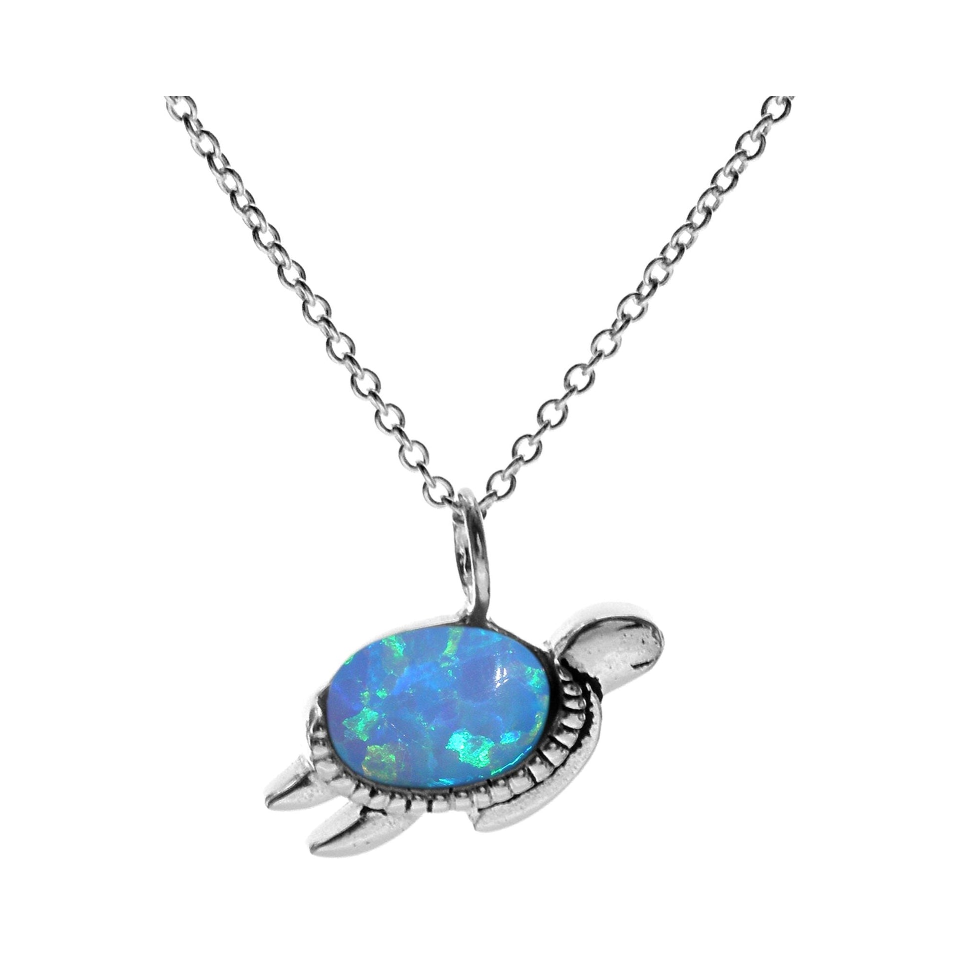 Sasha blue opalique turtle necklace