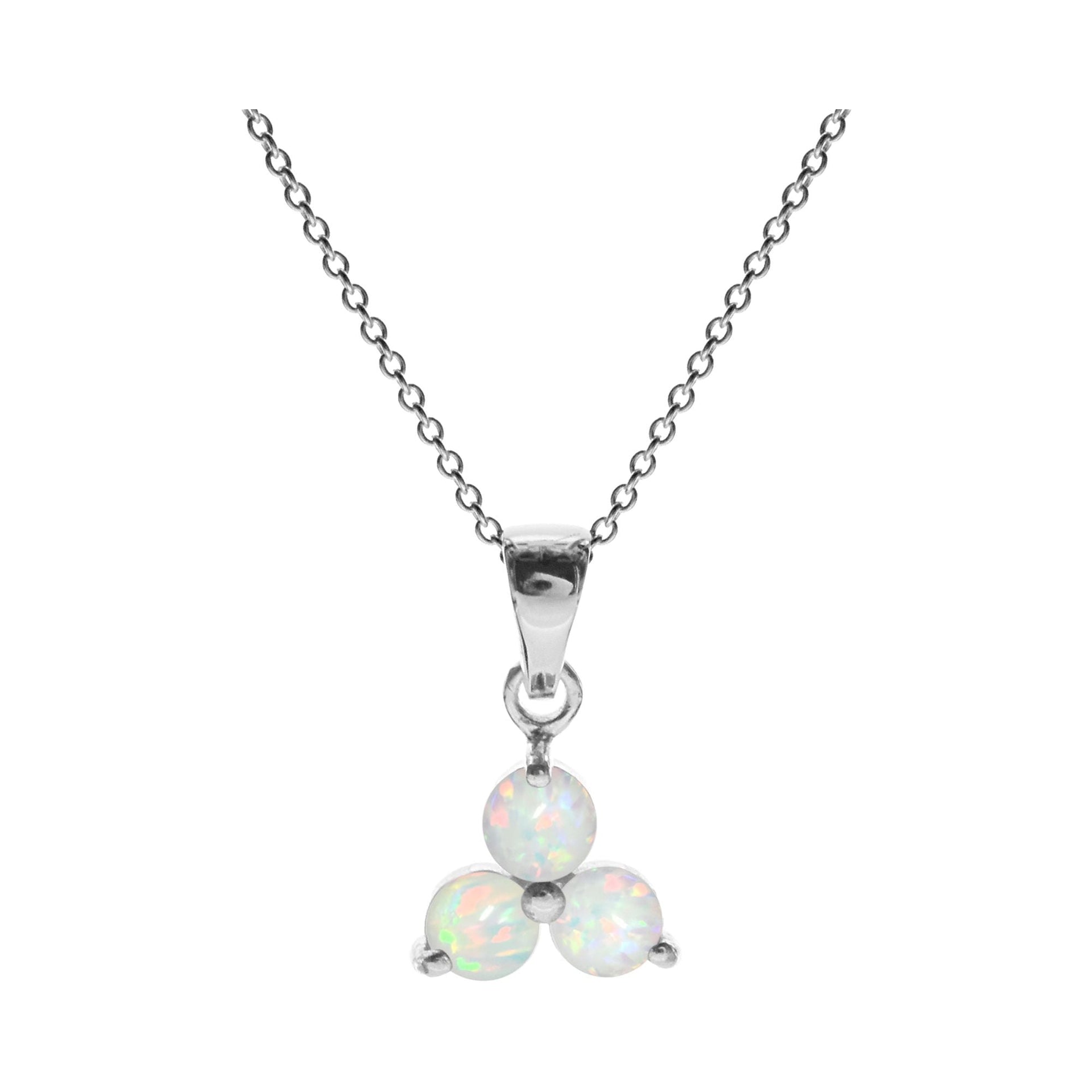 Bethan triple triangle of white opalique necklace