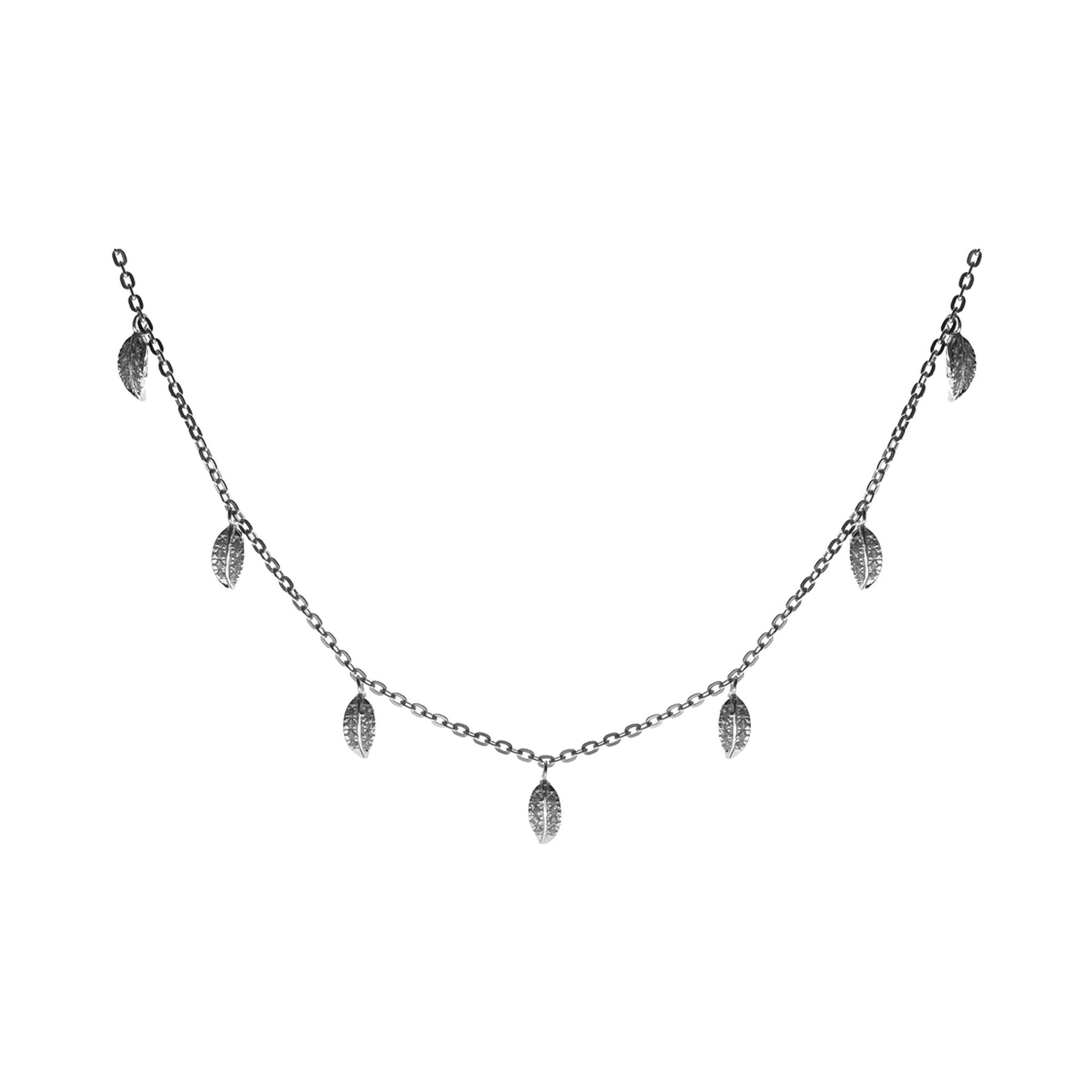 Alianna CZ-set silver leaves necklace