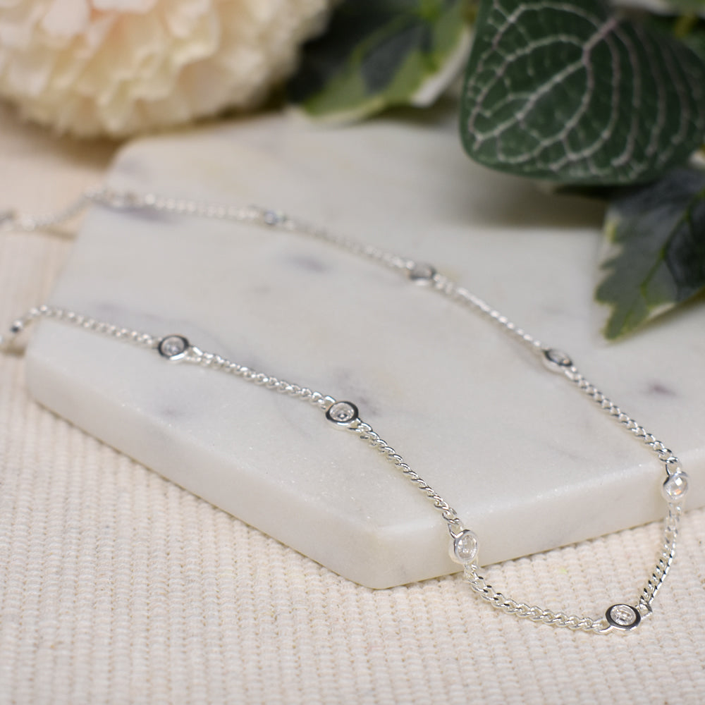 Kenzie curb chain with inline CZ necklace