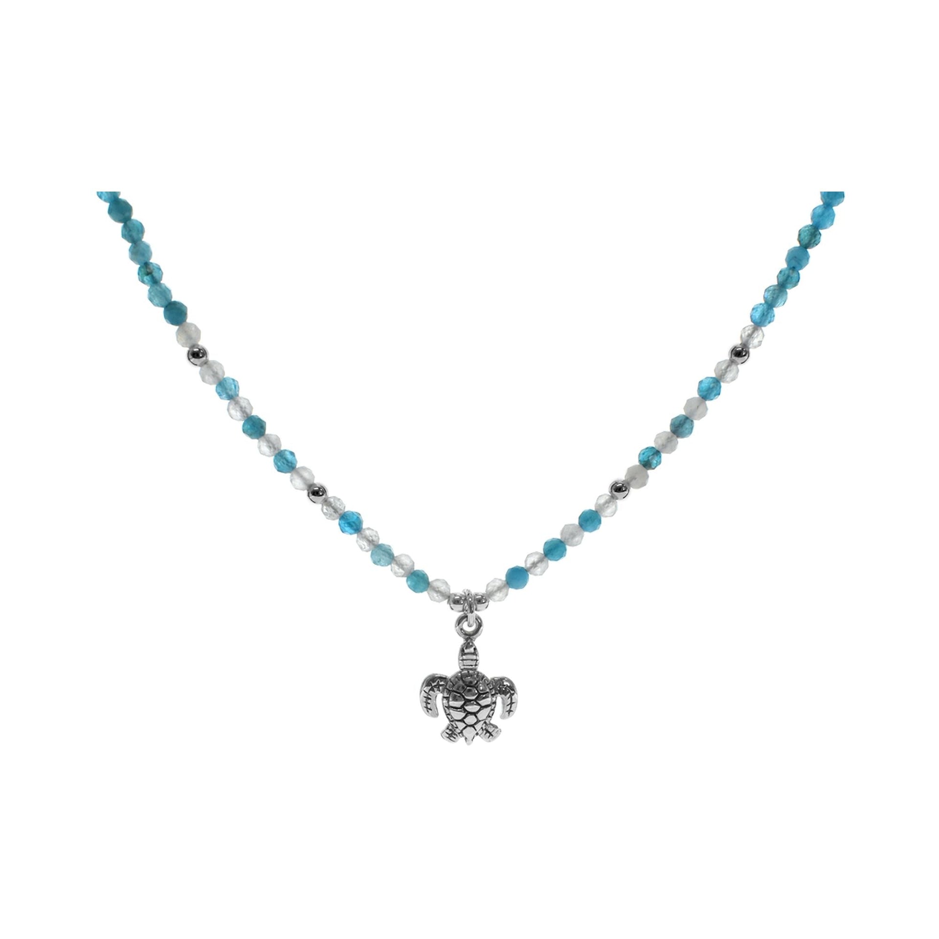 Avianna apatite & rainbow moonstone with turtle necklace