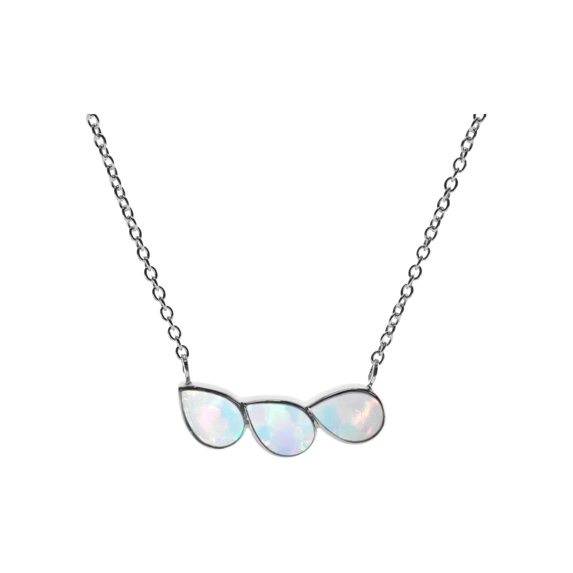 Angelica triple teardrop white opalique necklace