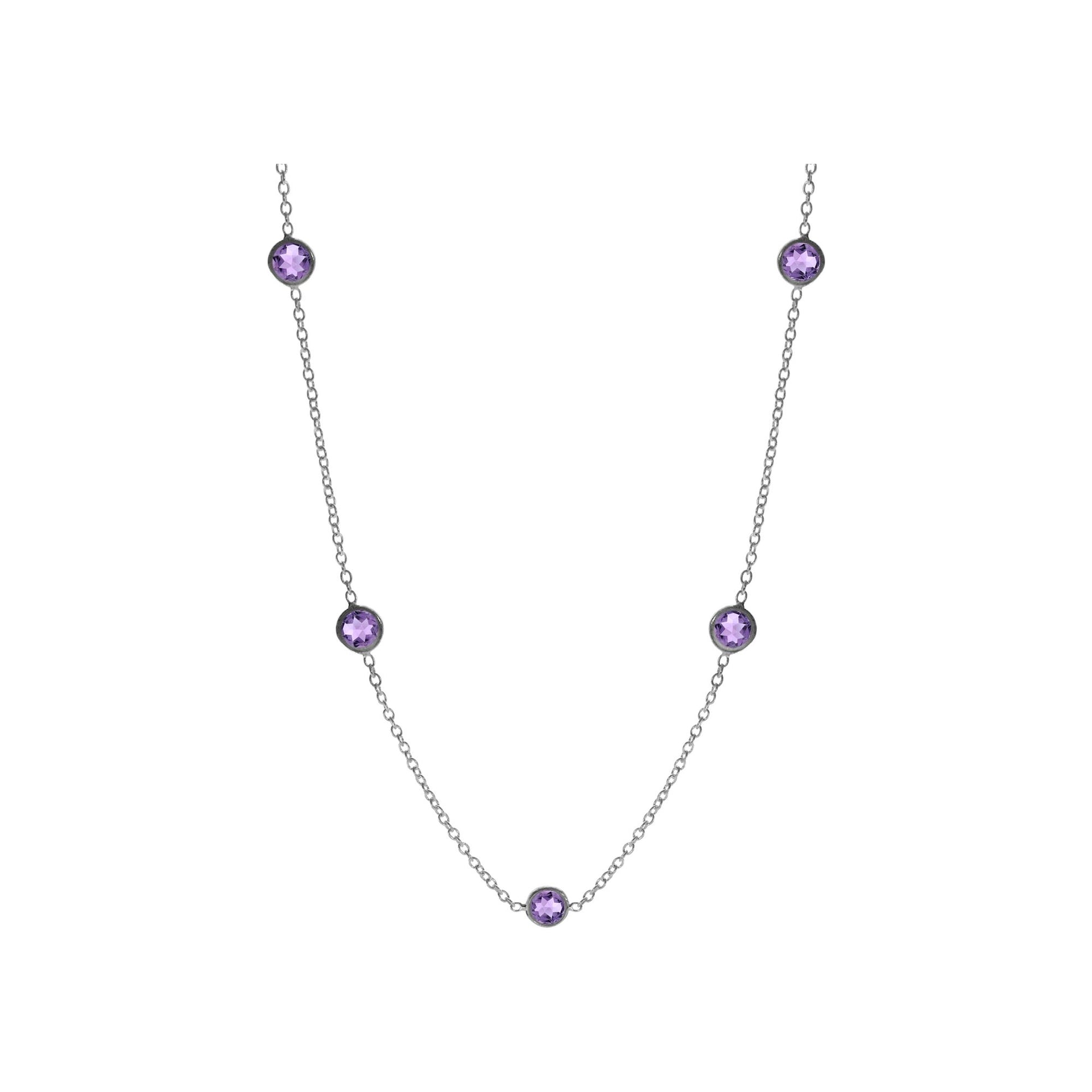 Bridget five stone faceted amethyst chain necklace