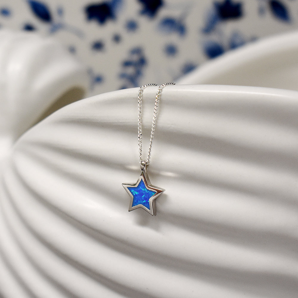Diana blue star pendant and chain