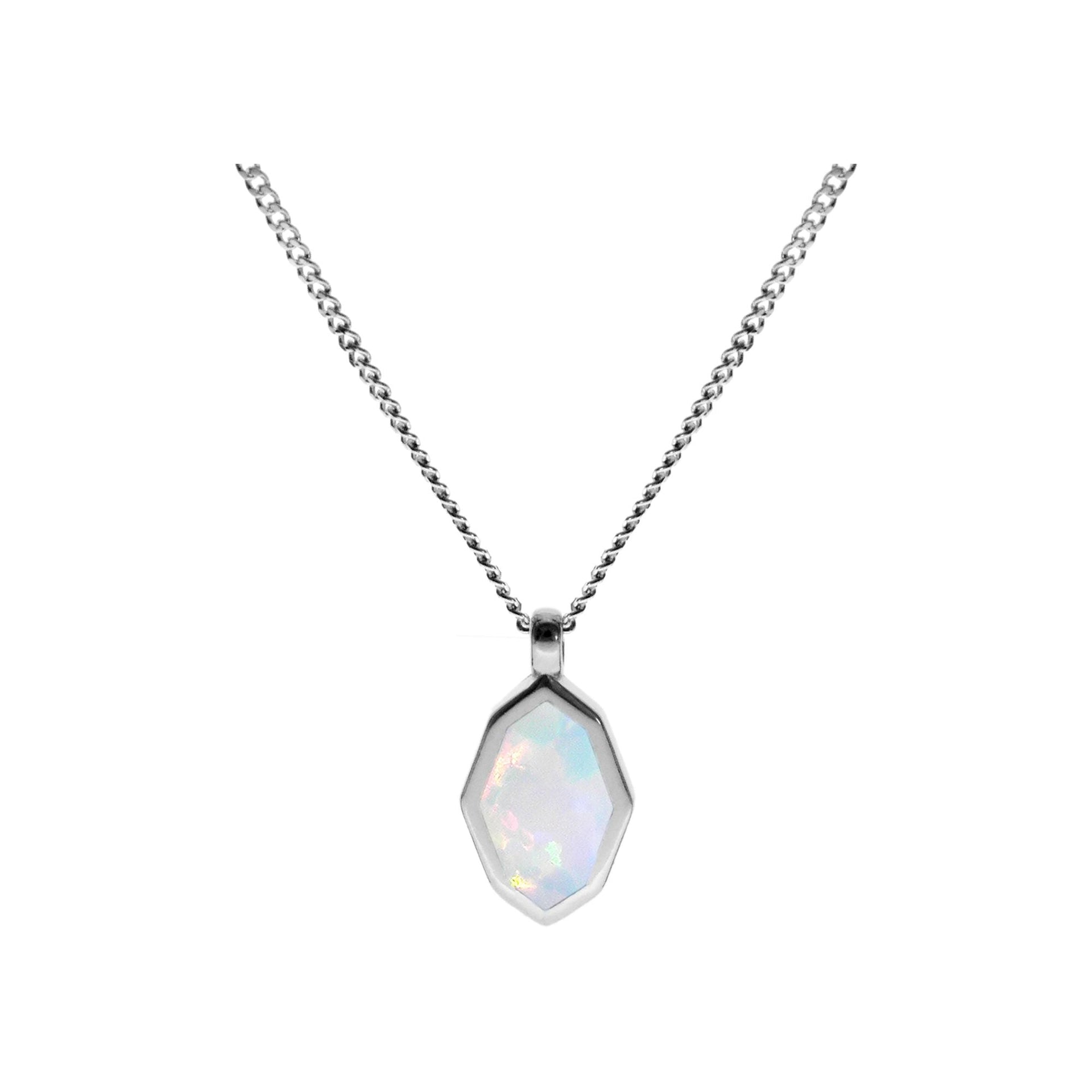 Diana white octagonal pendant with chain
