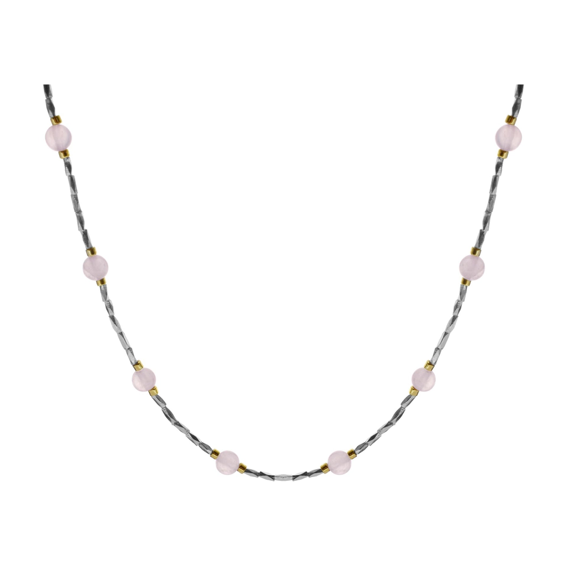 Jaelyn rose quartz necklet with gold accents