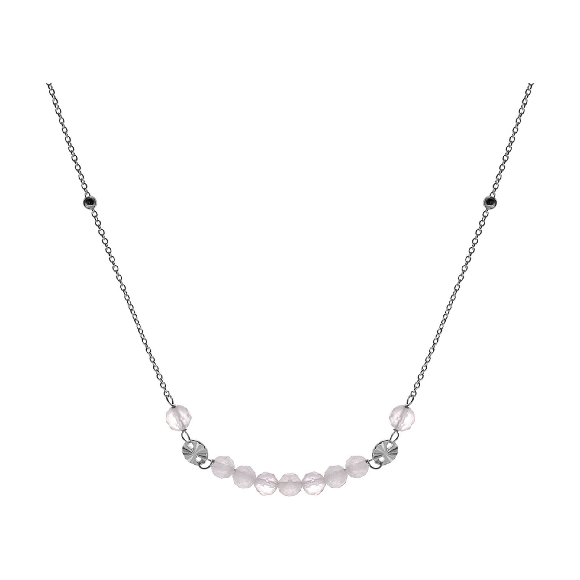 Jaelyn rose quartz and satellite chain necklet