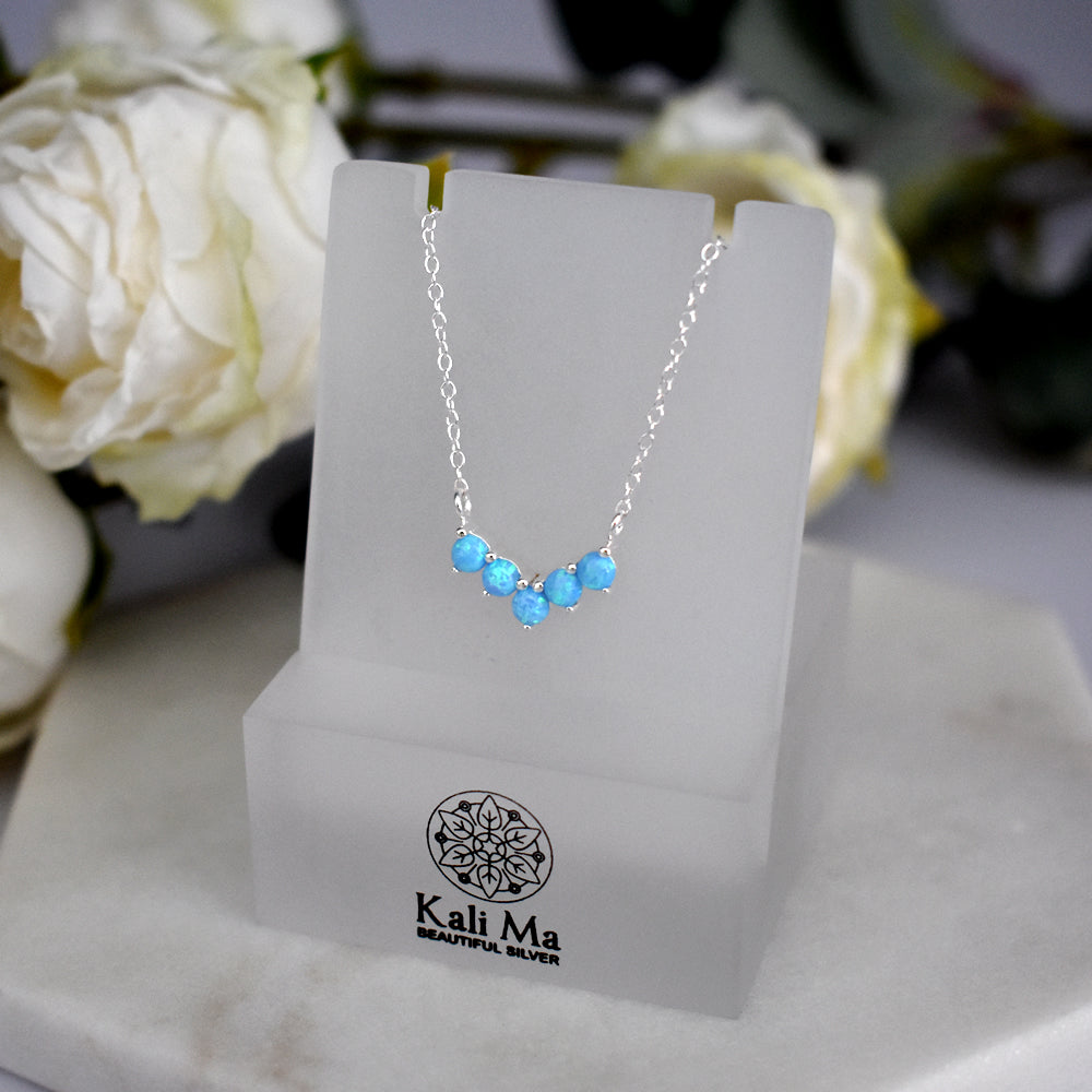 Bethan blue opalique arc necklet