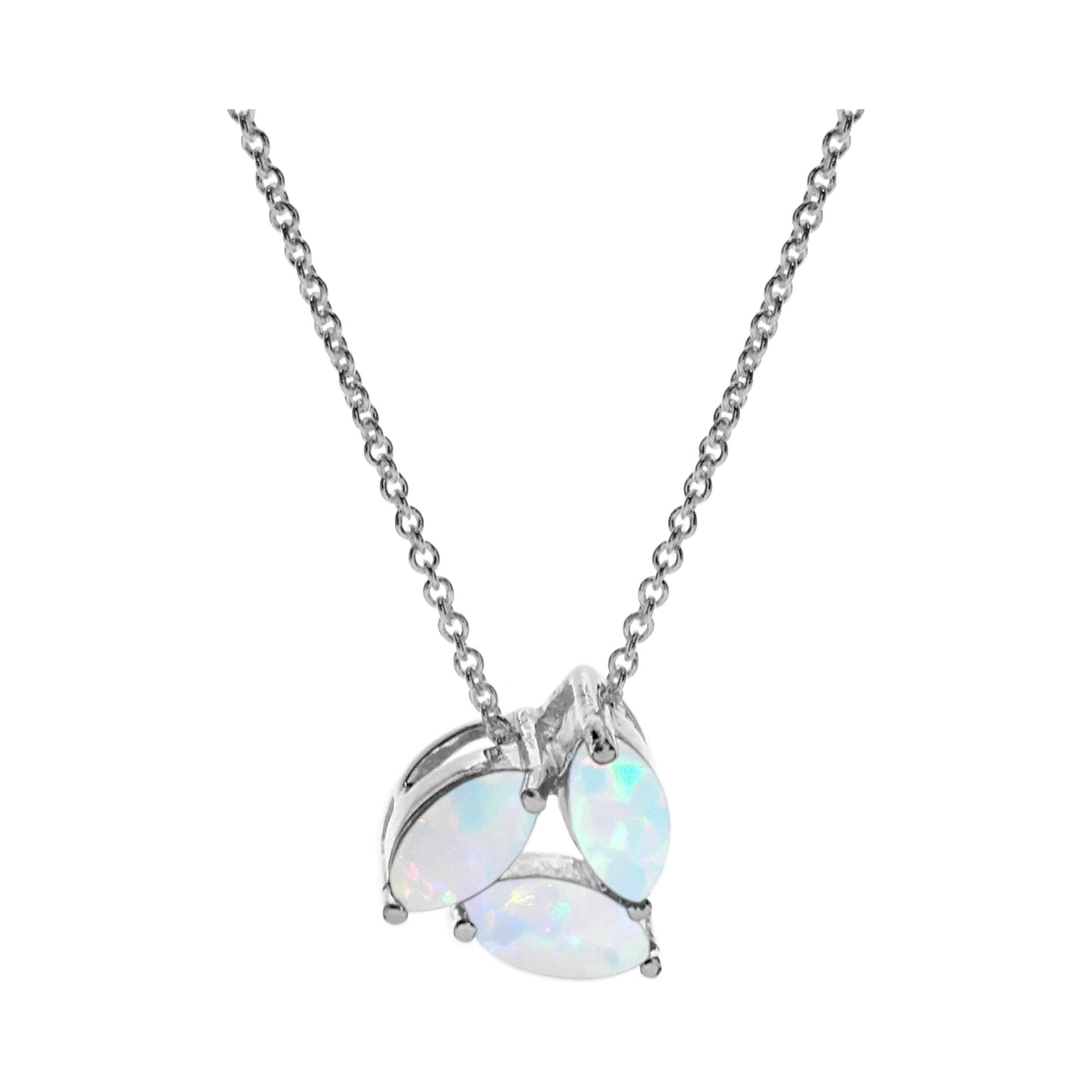 Bethan triple marquis blue opalique pendant necklet