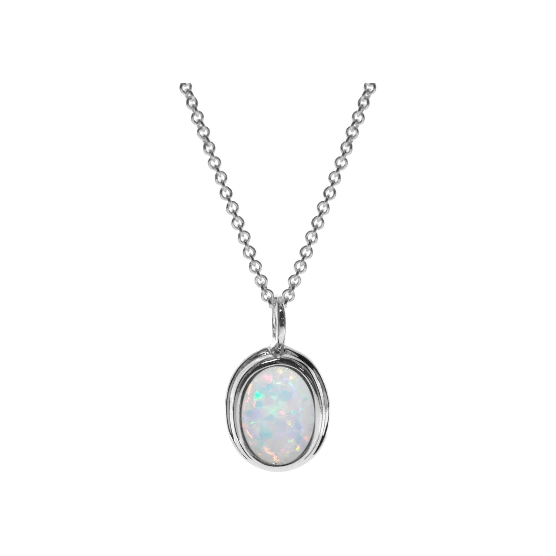 Shannon framed white opalique necklace