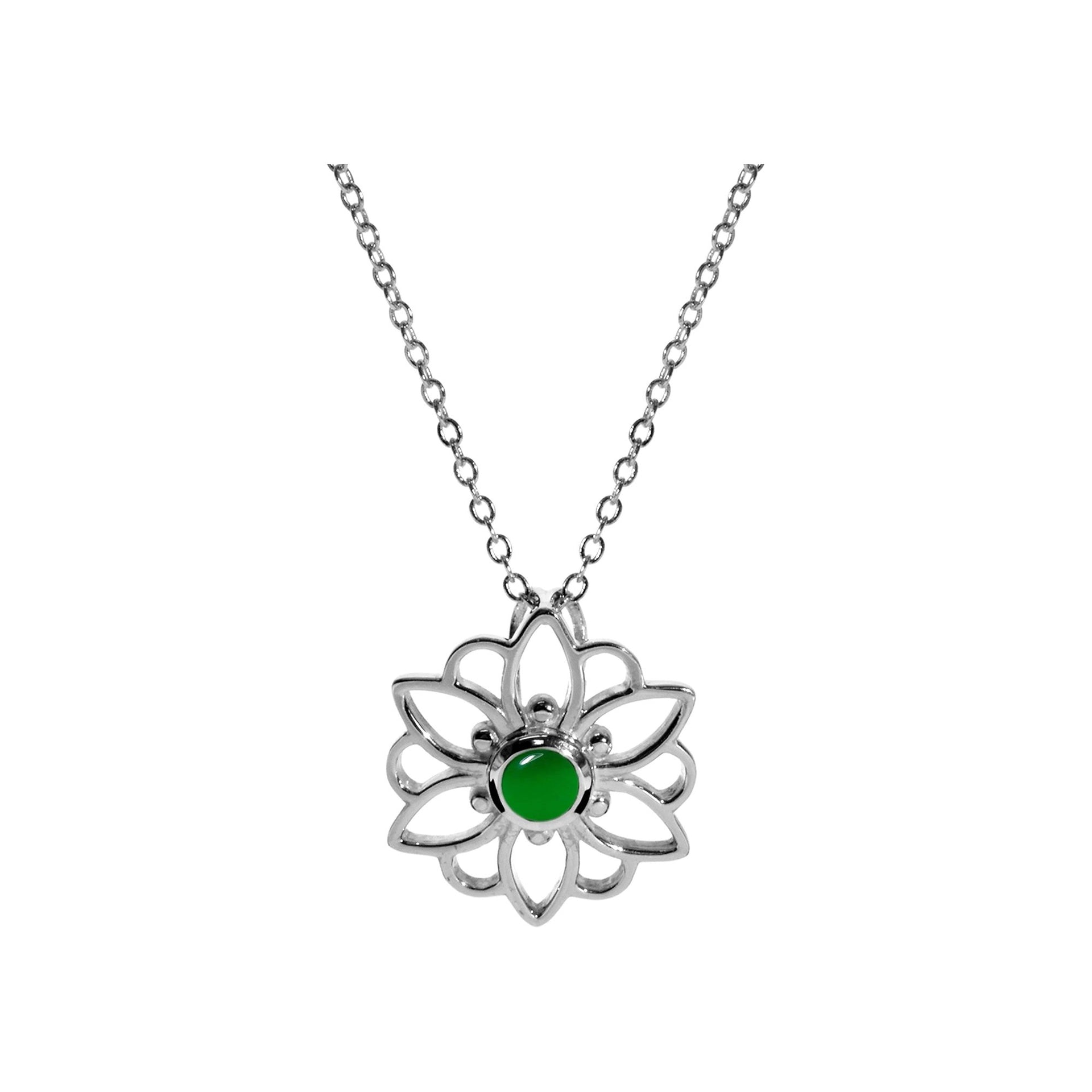 Catalina green agate mandala necklace