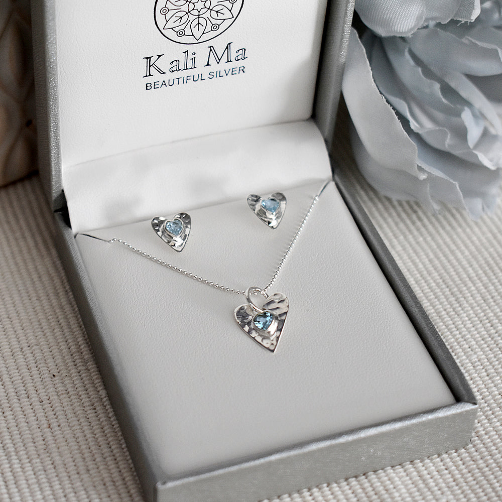 Lexi blue topaz heart studs