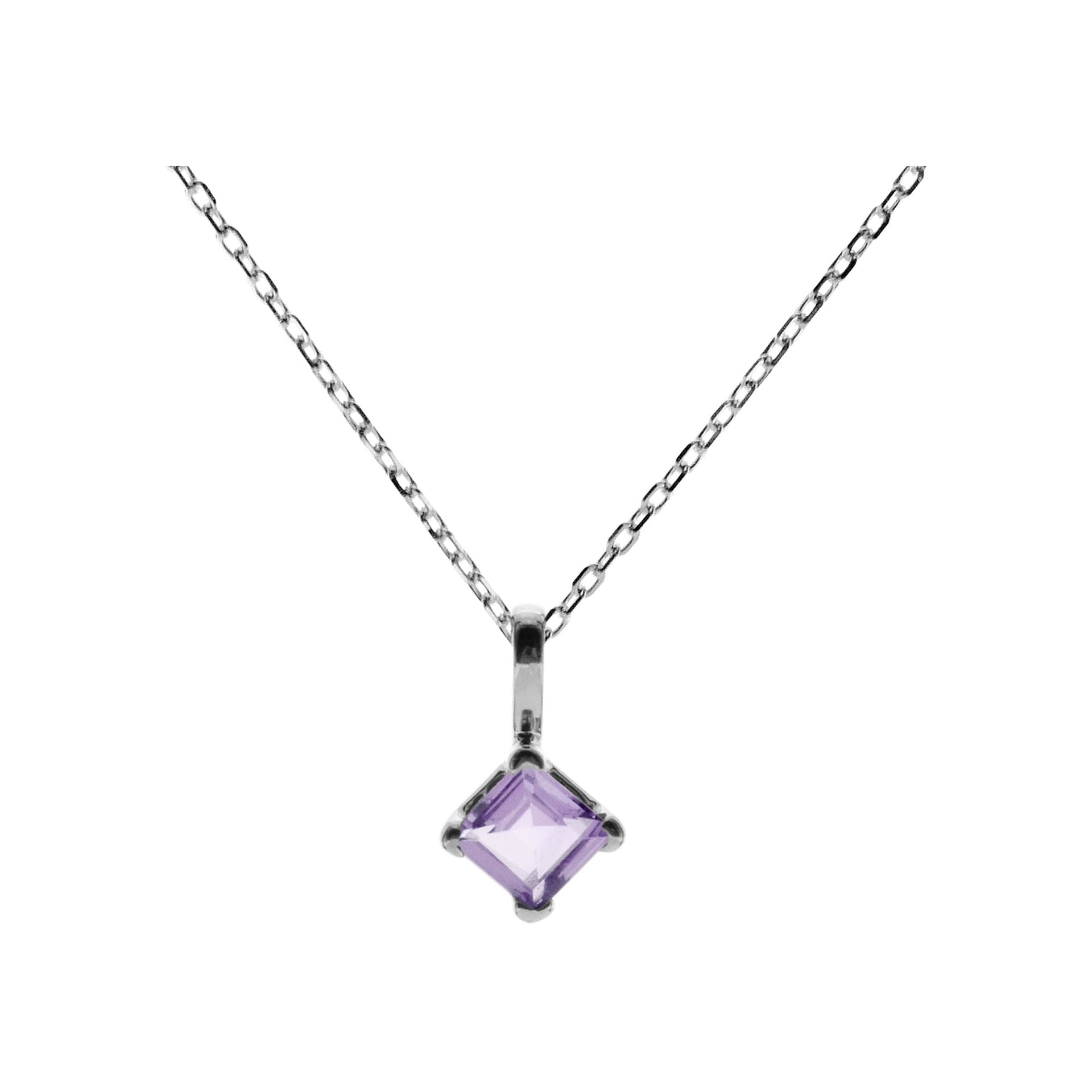 Kara offset square amethyst necklace
