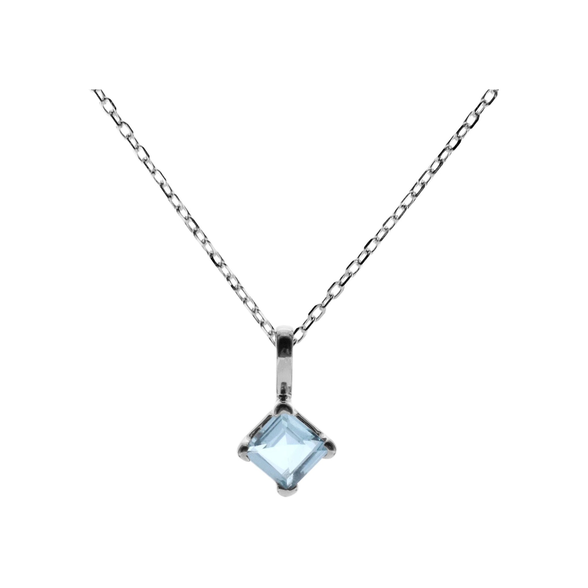 Kara offset square blue topaz necklace