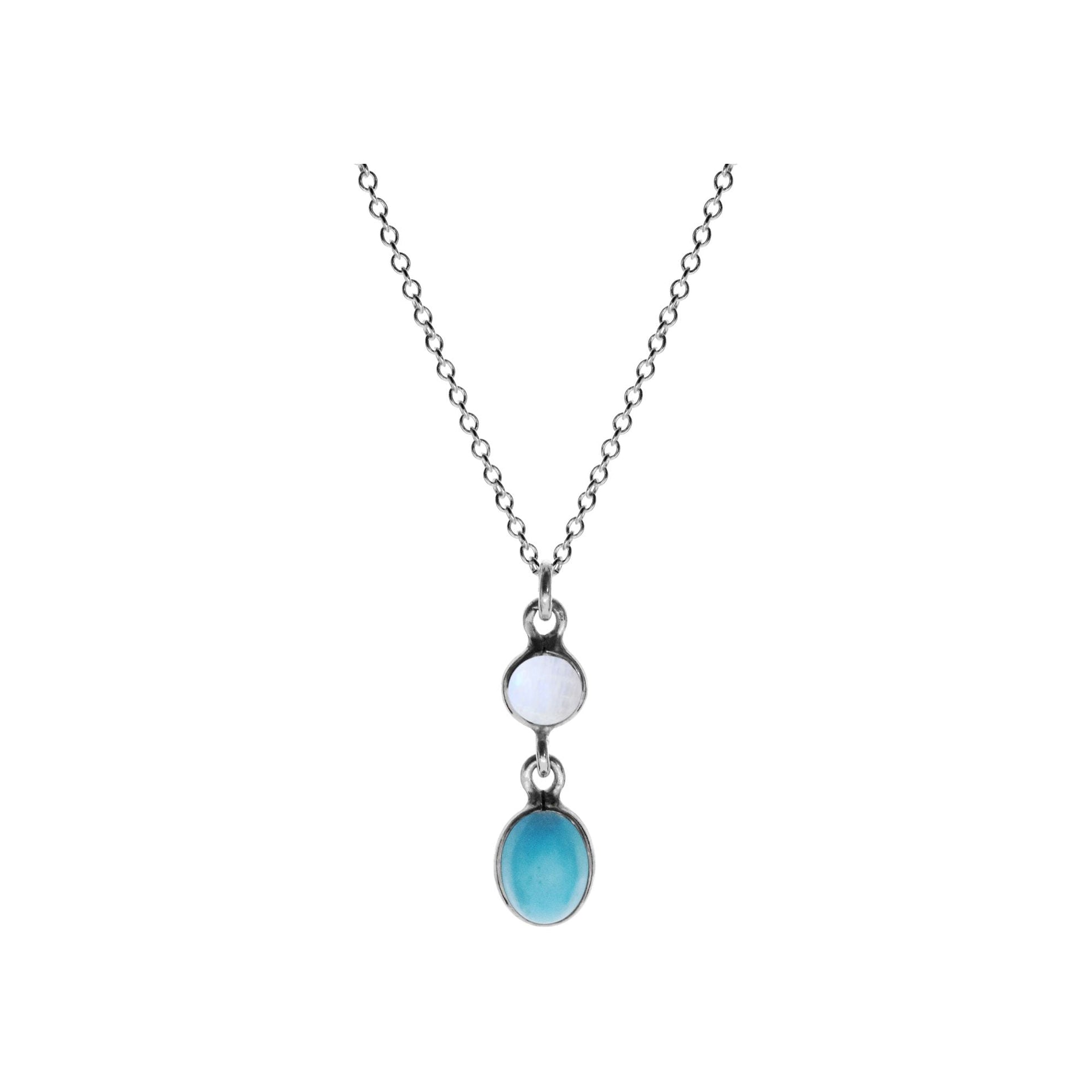 Chloe turquoise & rainbow moonstone necklace